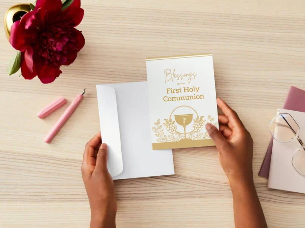 1024x768 Free Printable First Holy Communion Card (Catholic)