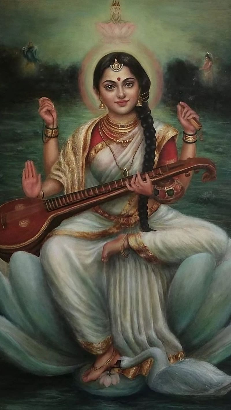 800x1422 Bhagwan, Goddess Saraswati, goddess of music, HD phone wallpaper