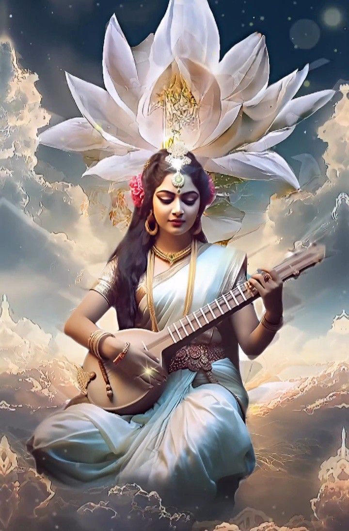 720x1095 Saraswati devi wallpaper. Devi saraswati art, Saraswati goddess, Goddess saraswathi