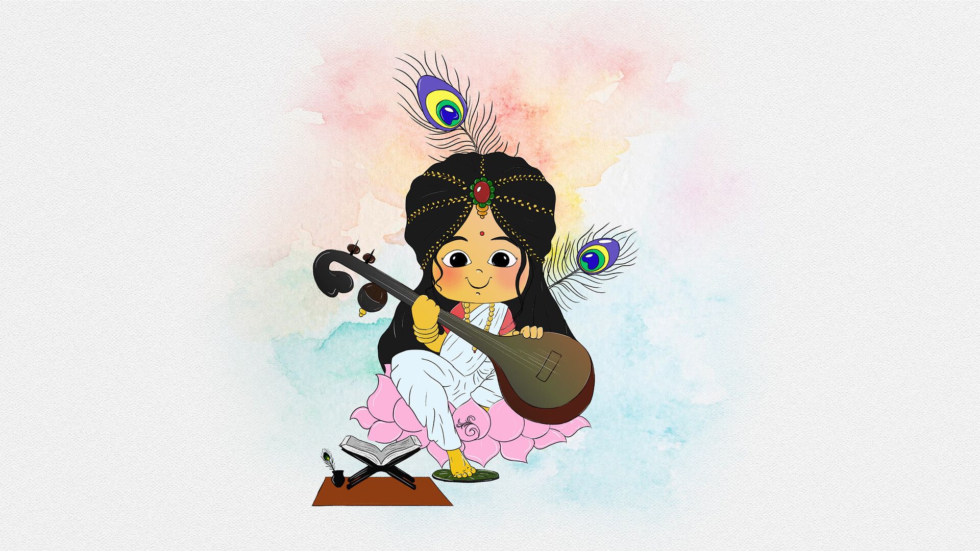 1920x1080 Ruchi Naval God Illustrations : Maa Saraswati