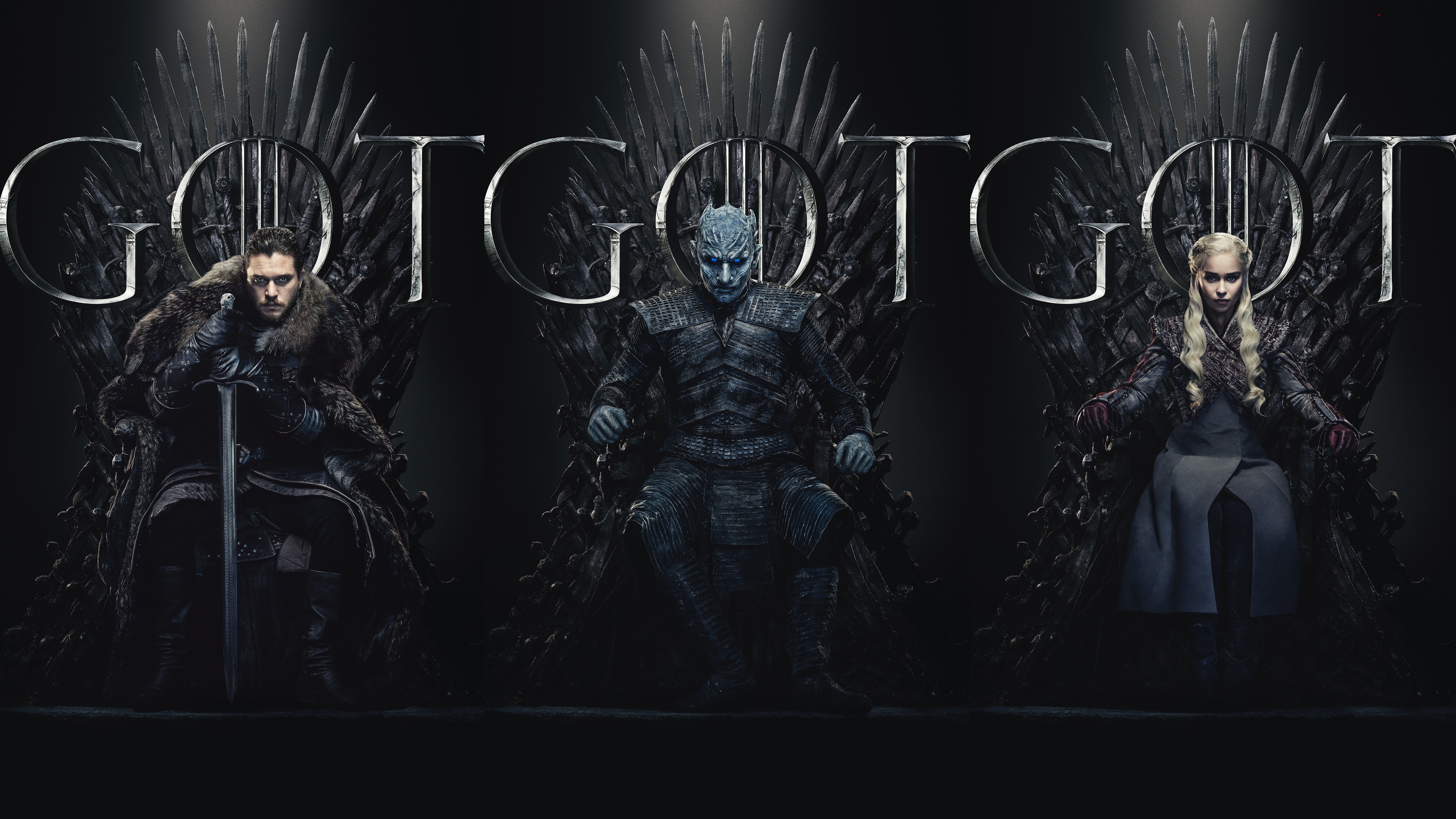 7680x4320 Jon Snow Night King Daenerys Targaryen Game of Thrones Season 8 8K 4K Wallpaper HD