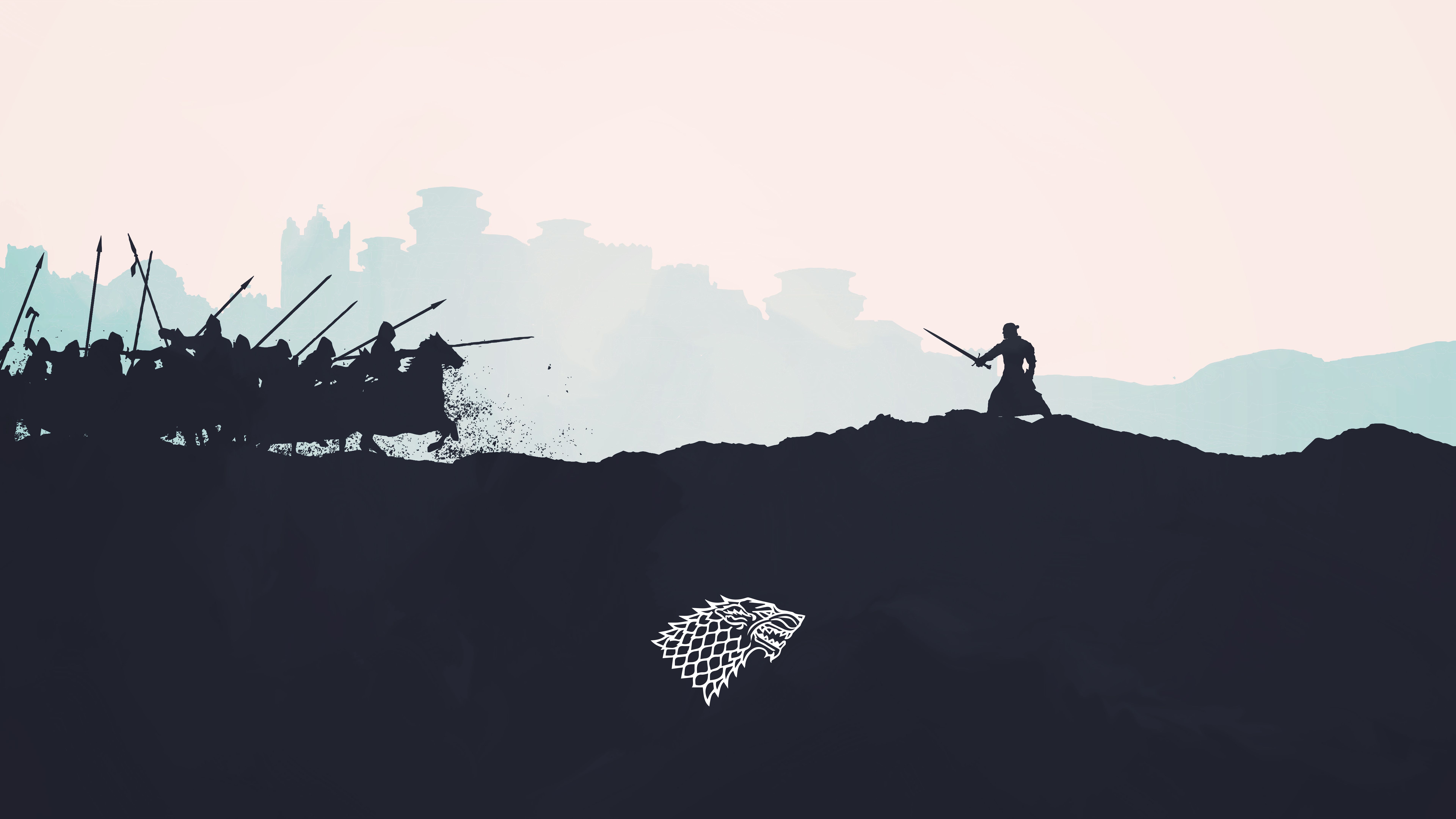 7680x4320 Game of Thrones Stark Logo Minimalist 8K 4K Wallpaper HD