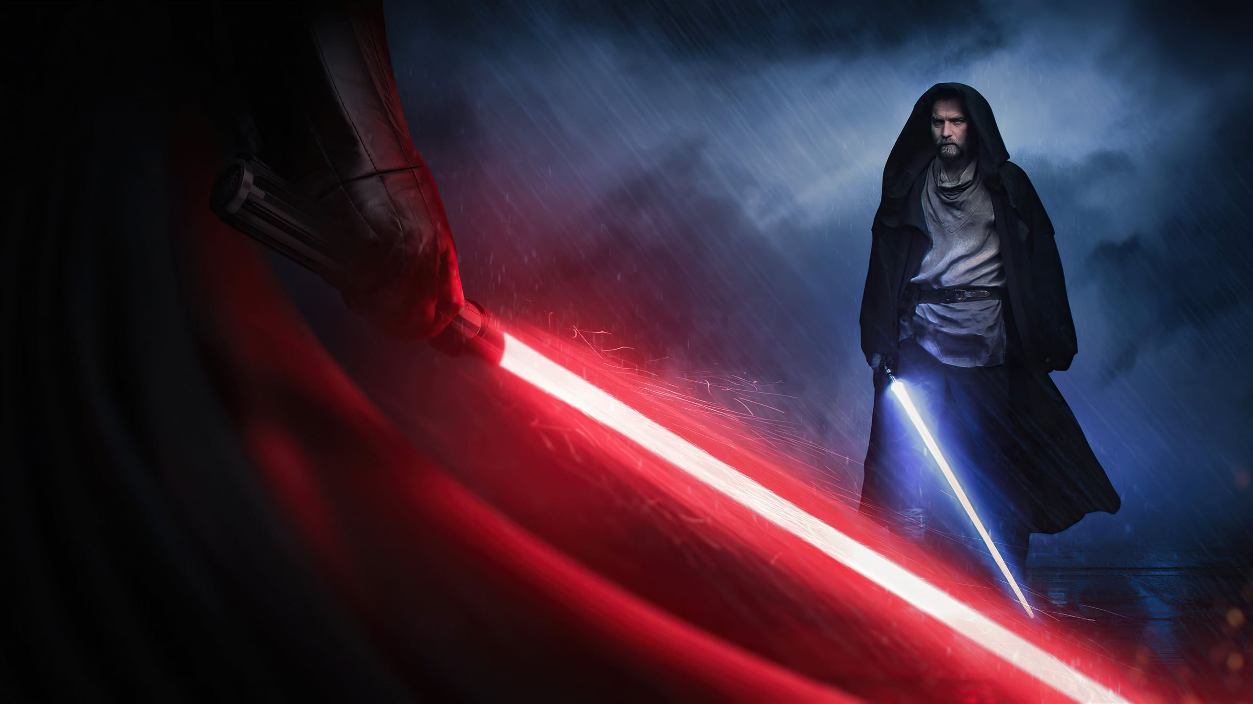 2560x1440 darth vader vs obi wan kenobi iMac Wallpaper Download