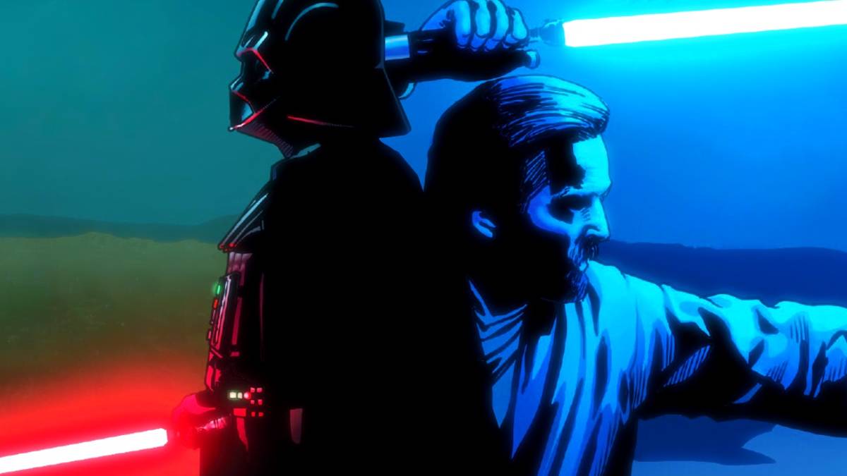 1200x675 Star Wars Officially Recreates Obi Wan Kenobi & Darth Vader's TV Duel In Jaw Dropping Art