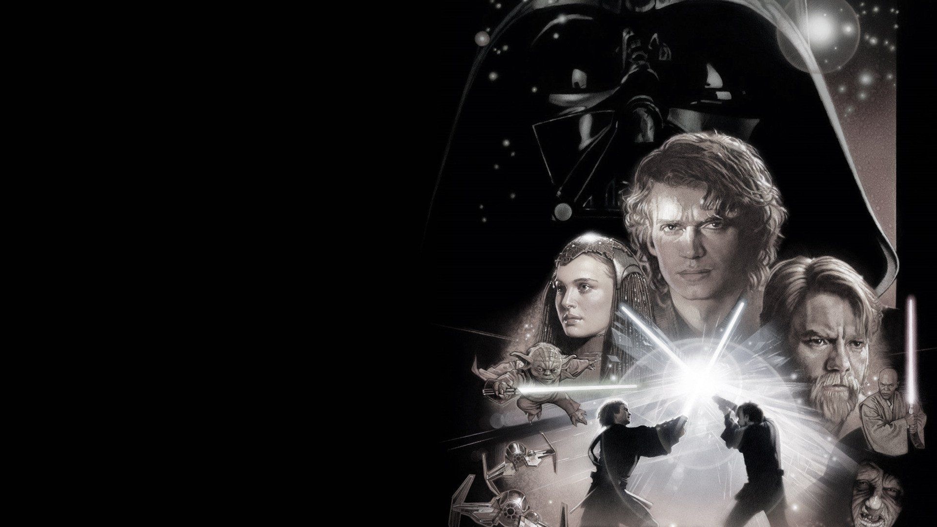 1920x1080 Desktop wallpaper: Anakin Skywalker, Star Wars Episode Iii: Revenge Of The Sith, Darth Vader, Movie, Mace Windu, Obi Wan Kenobi, Padmé Amidala, Yoda, Star Wars 4K free download for PC. 397501