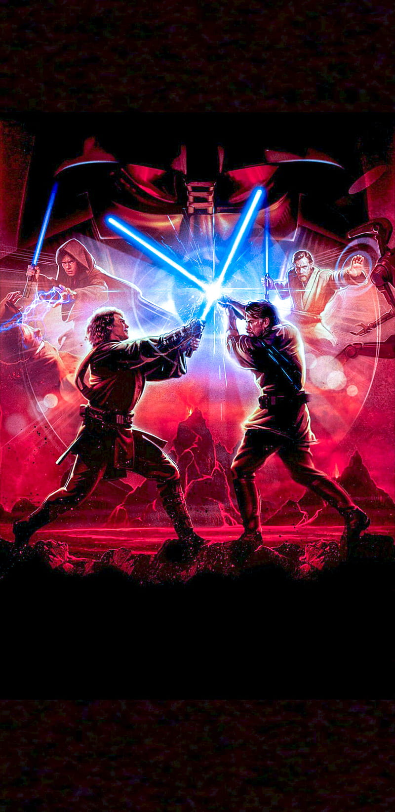 800x1644 Anakin vs Obi Wan, anakin, anakin skywalker, clone wars, darth vader, luke skywalker, HD phone wallpaper