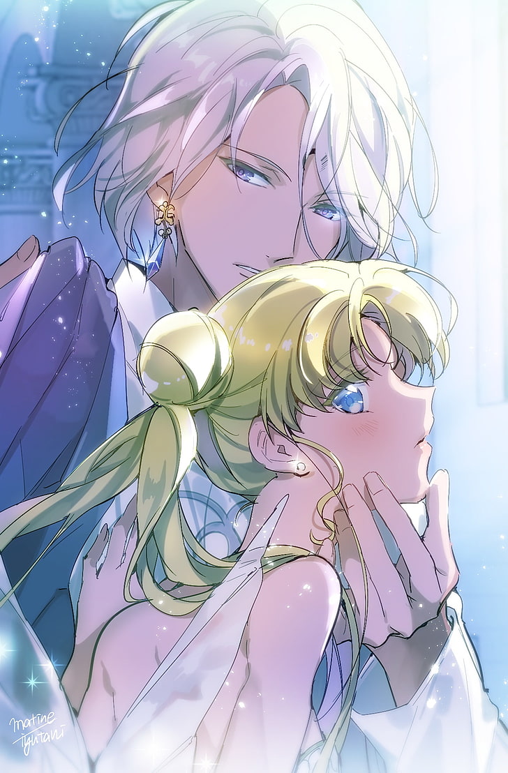 728x1108 HD wallpaper: anime, beauty, bishoujo, character, couple, dress, girl, hair