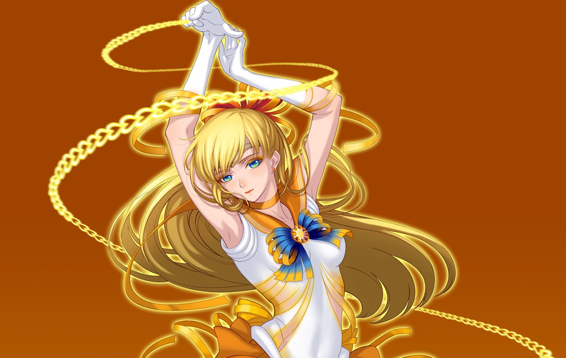 1921x1216 Wallpaper girl, yellow, hearts, form, Bishoujo Senshi Sailor Moon, sailor venus, aino minako for mobile and desktop, section аниме, resolution 1921x1216