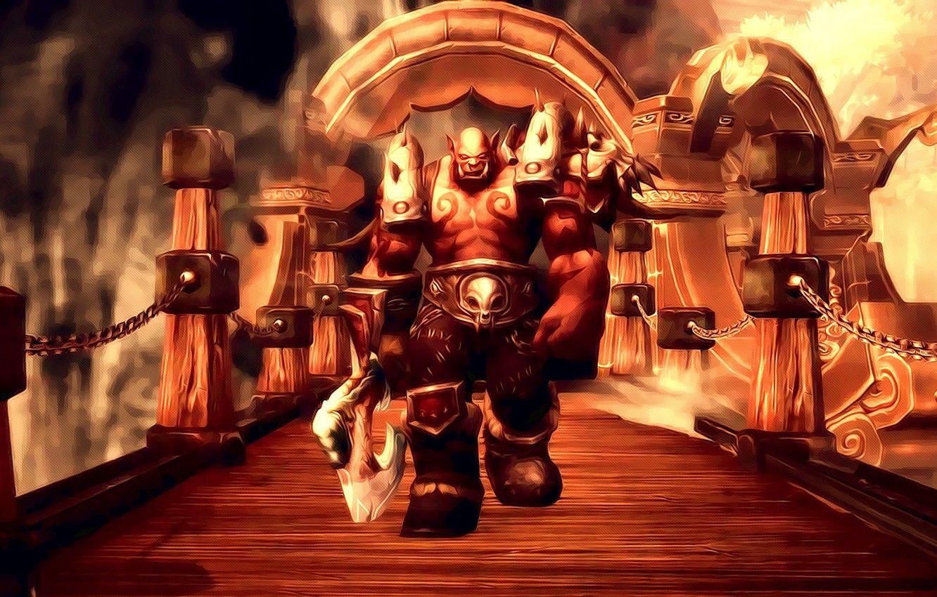 1332x850 Wallpaper warrior, axe, Orc, wow, world of warcraft, tyrant, Garrosh Hellscream, the leader, Horde, Garrosh Hellscream image for desktop, section игры