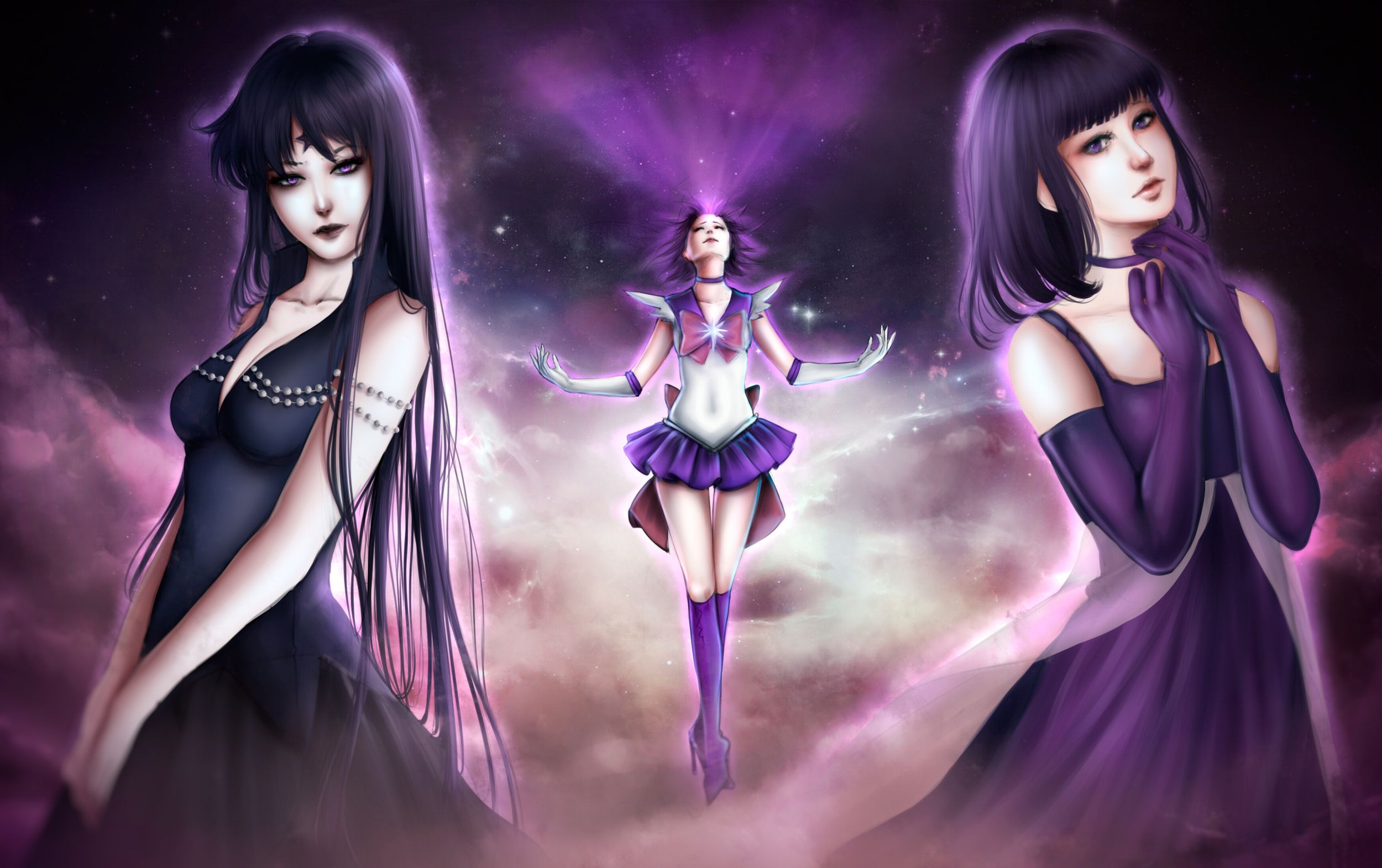 2500x1571 Wallpaper the sky, girl, stars, form, bow, Bishoujo Senshi Sailor Moon, Sailor Saturn, tomoe hotaru for mobile and desktop, section прочее, resolution 2500x1571