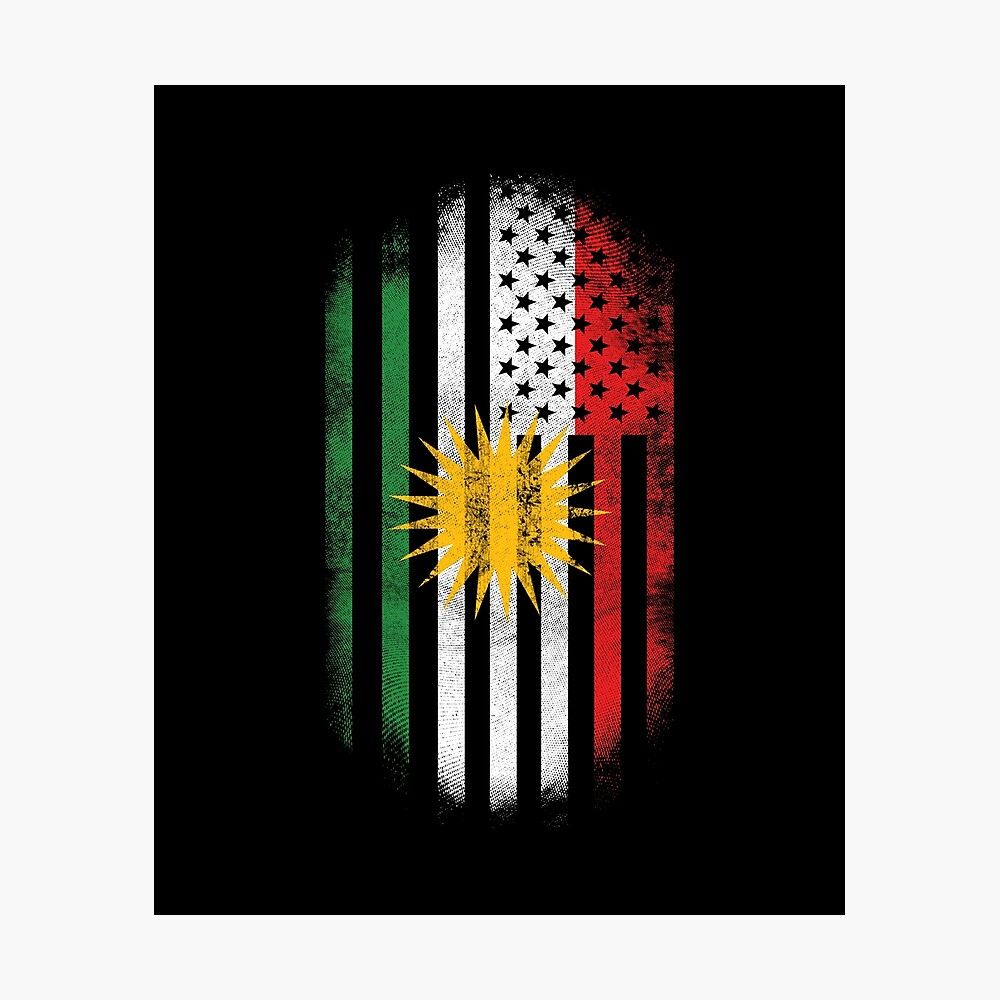 1000x1000 Kurdish American Flag Kurdistan and USA Design Poster
