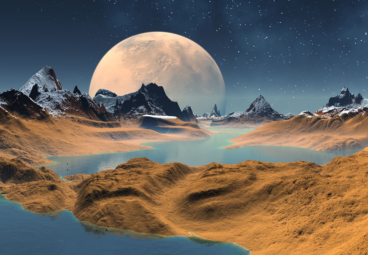 1200x832 3D moon landscape wallpaper for walls®