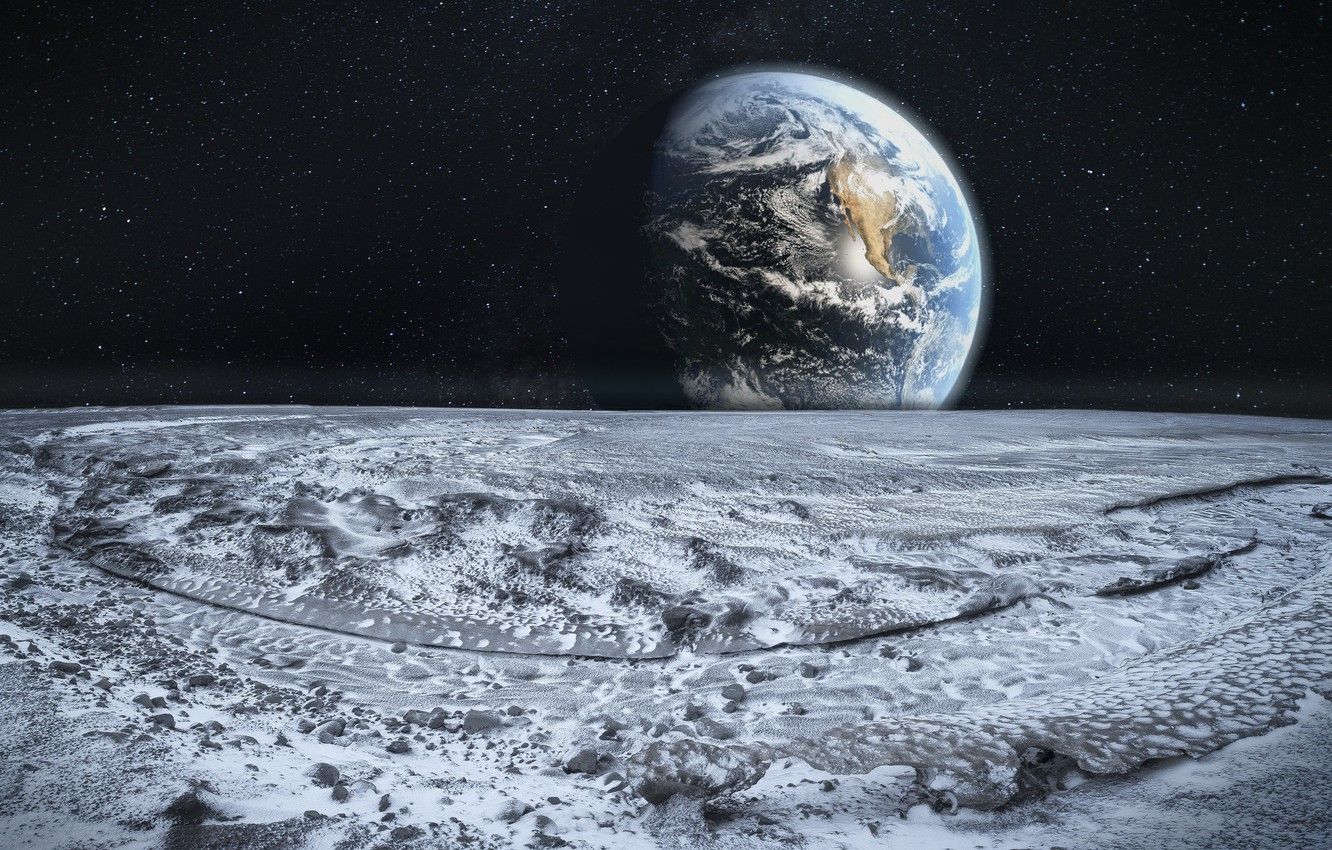 1332x850 Moon Surface Wallpaper