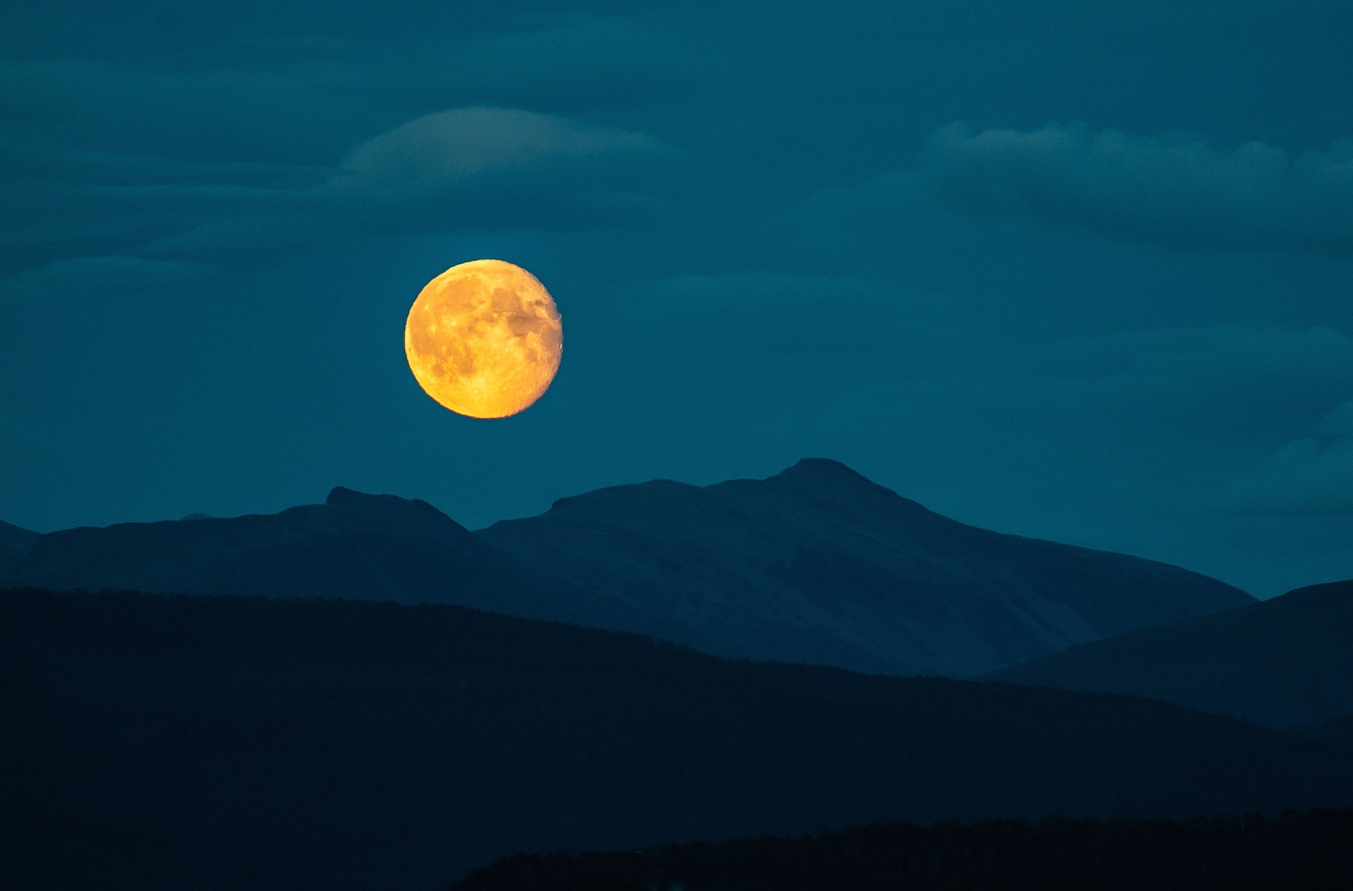 2705x1782 Full moon, night, mountains, Moon, landscape HD wallpaper