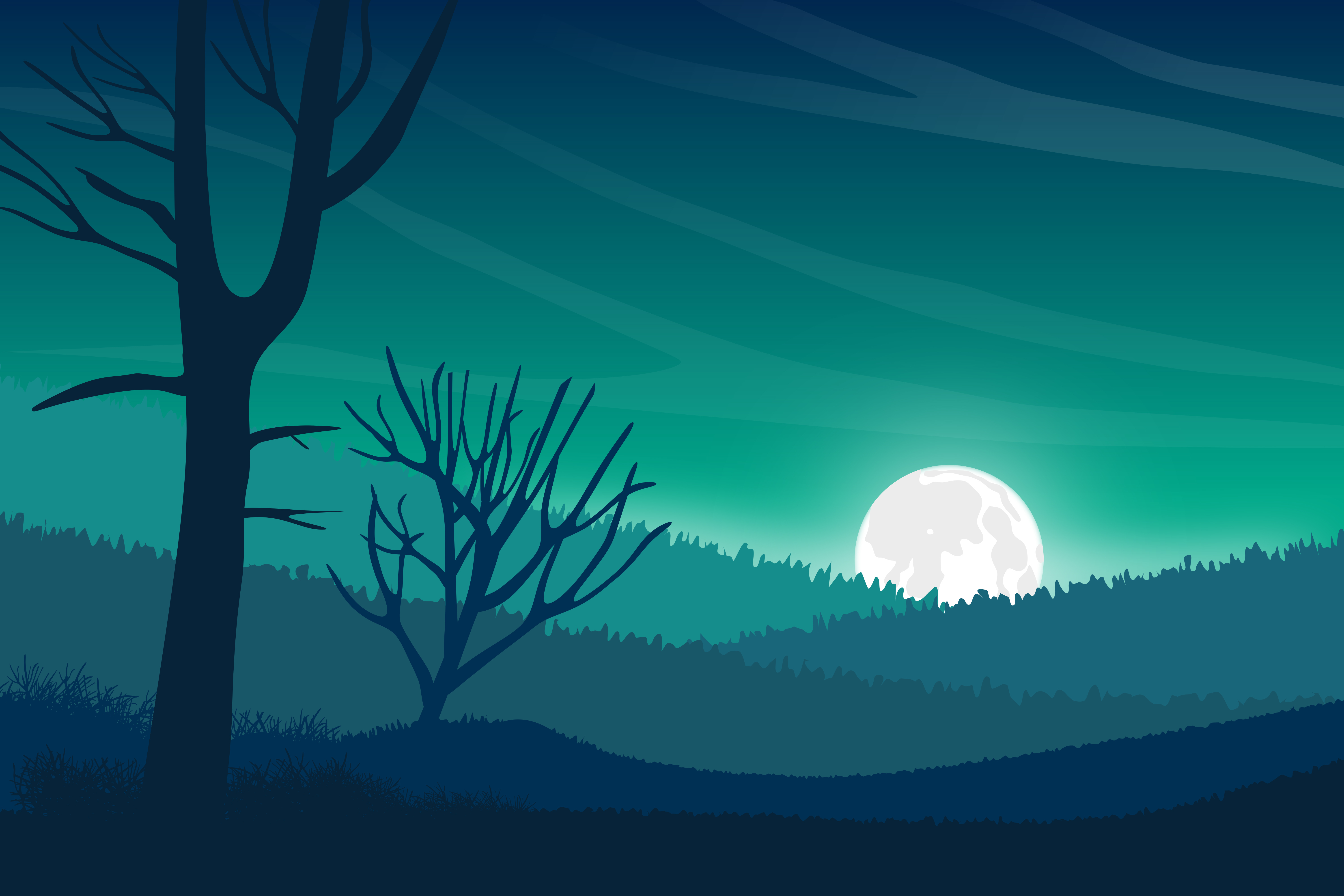 6000x4000 Landscape Moon Digital Evening 5k Wallpaper, HD Artist 4K Wallpaper, Image and Background