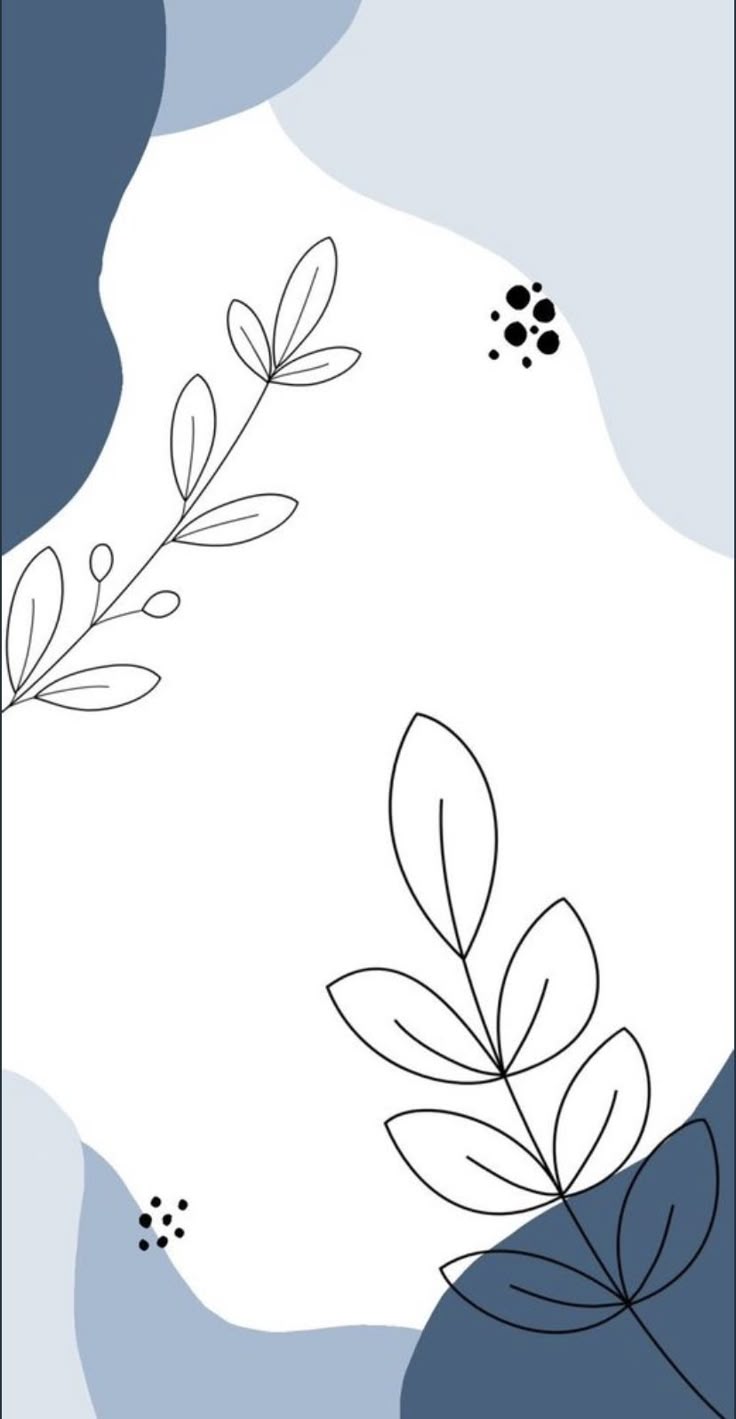 736x1419 Simplistic Blue and White Wallpaper with Leaves. Blue background journal cover, Aesthetic blue pattern background