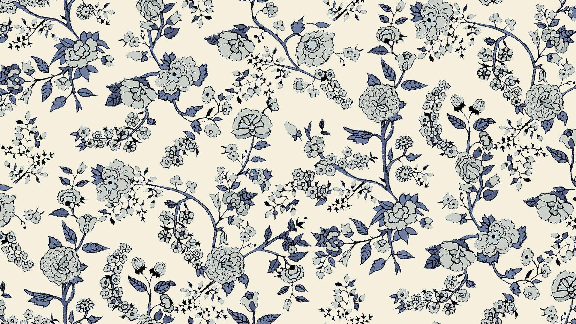 1920x1080 Download a blue and white floral Wallpaper
