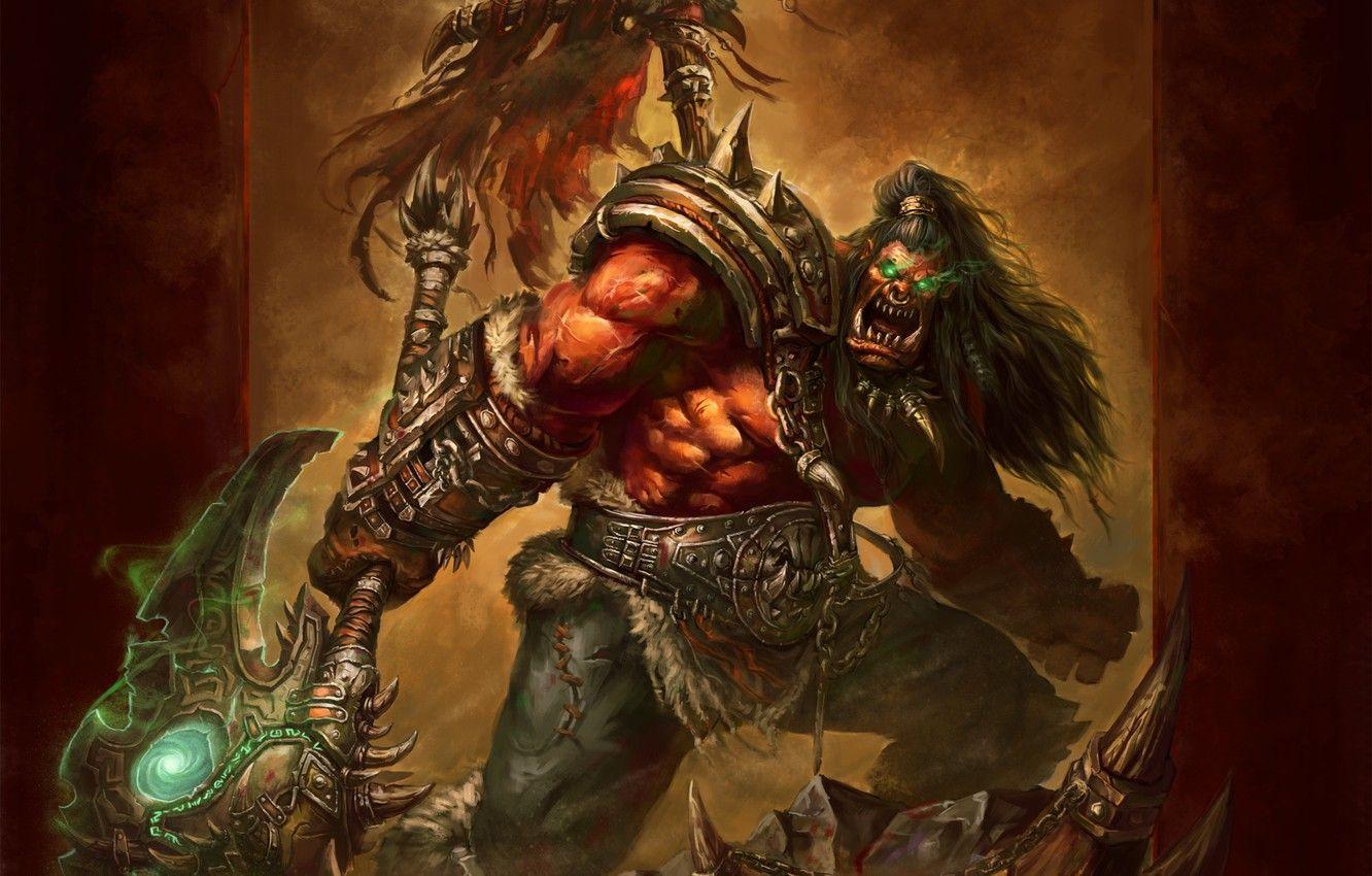 1332x850 Photo Wallpaper Warrior, Orc, Wow, Grom Hellscream, Hellscream Demon Blood Wallpaper & Background Download