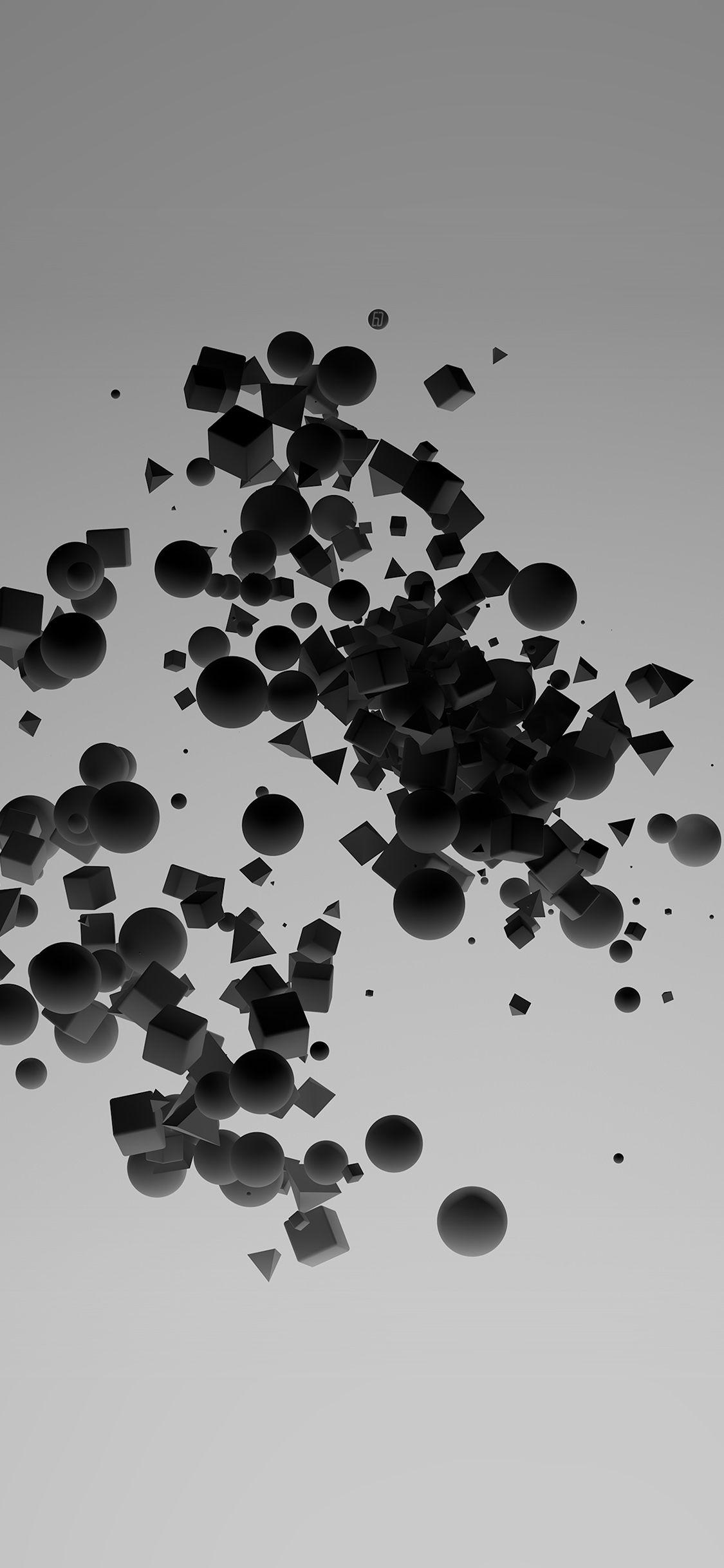 1125x2436 Minimal Shapes Abstract 3D Art Pattern