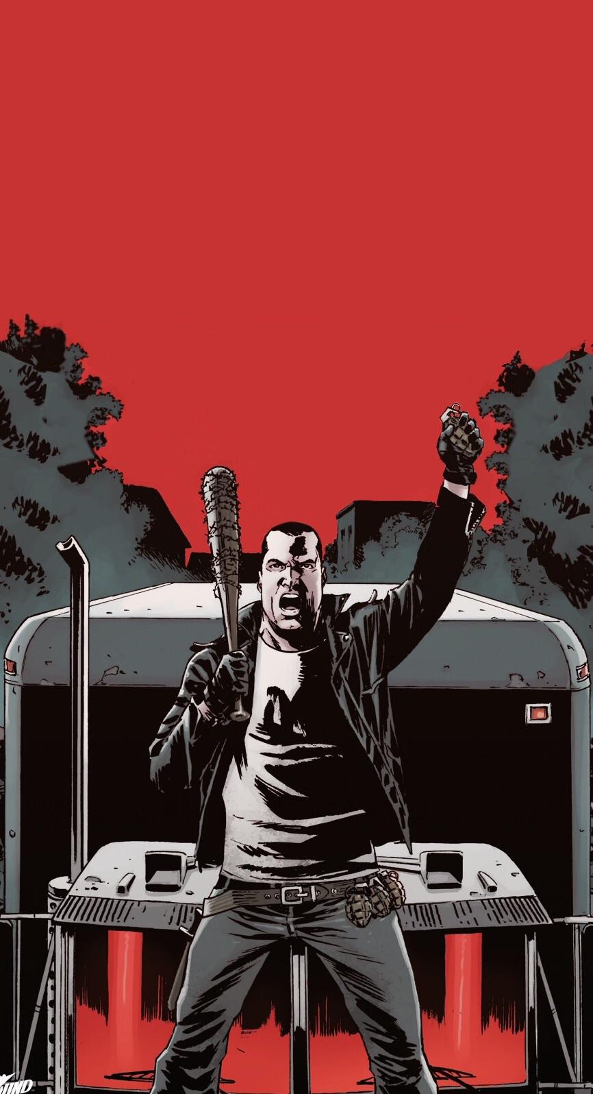 866x1596 A Negan phone wallpaper from the comic cover