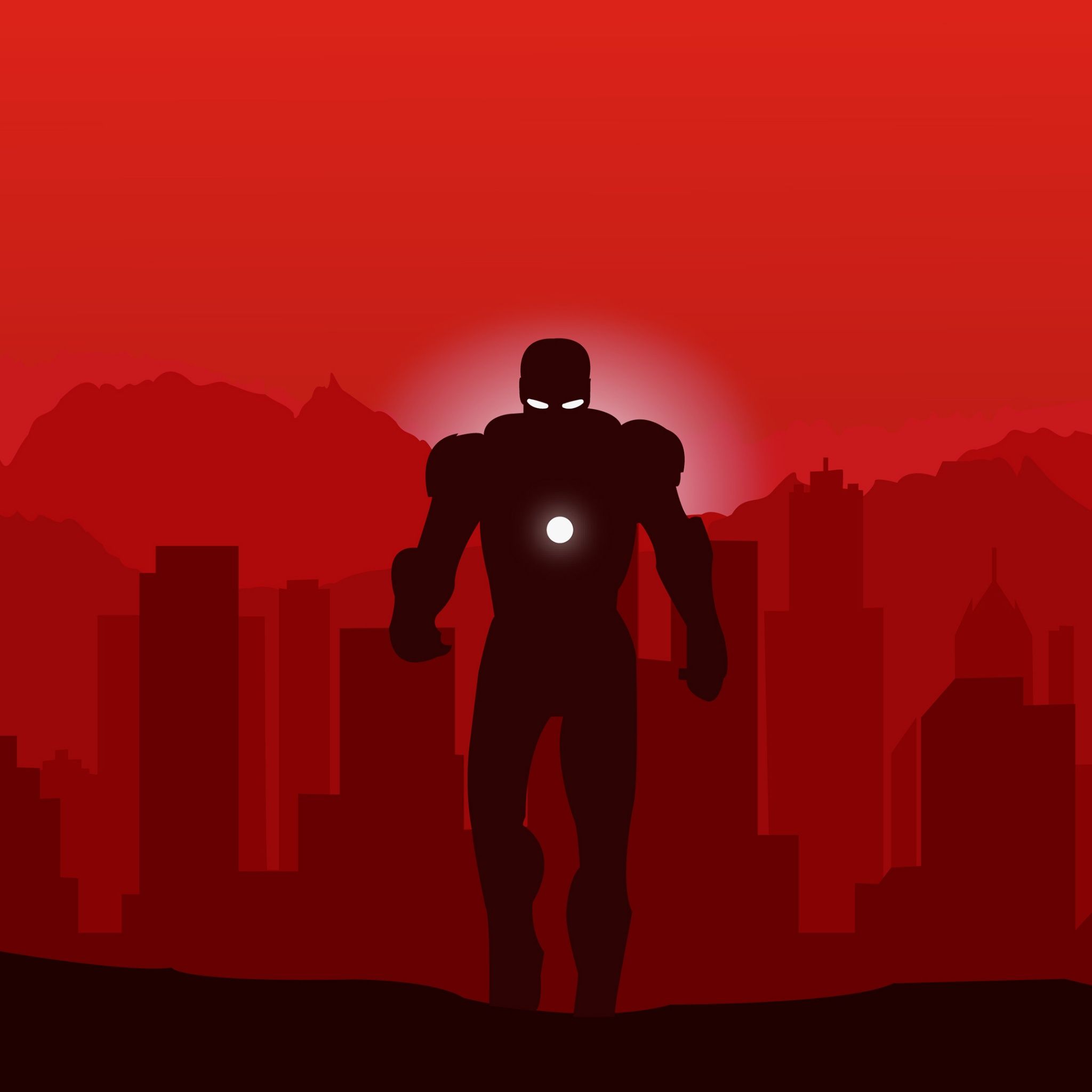 2048x2048 Iron Man Wallpaper 4K, Minimal art, Red