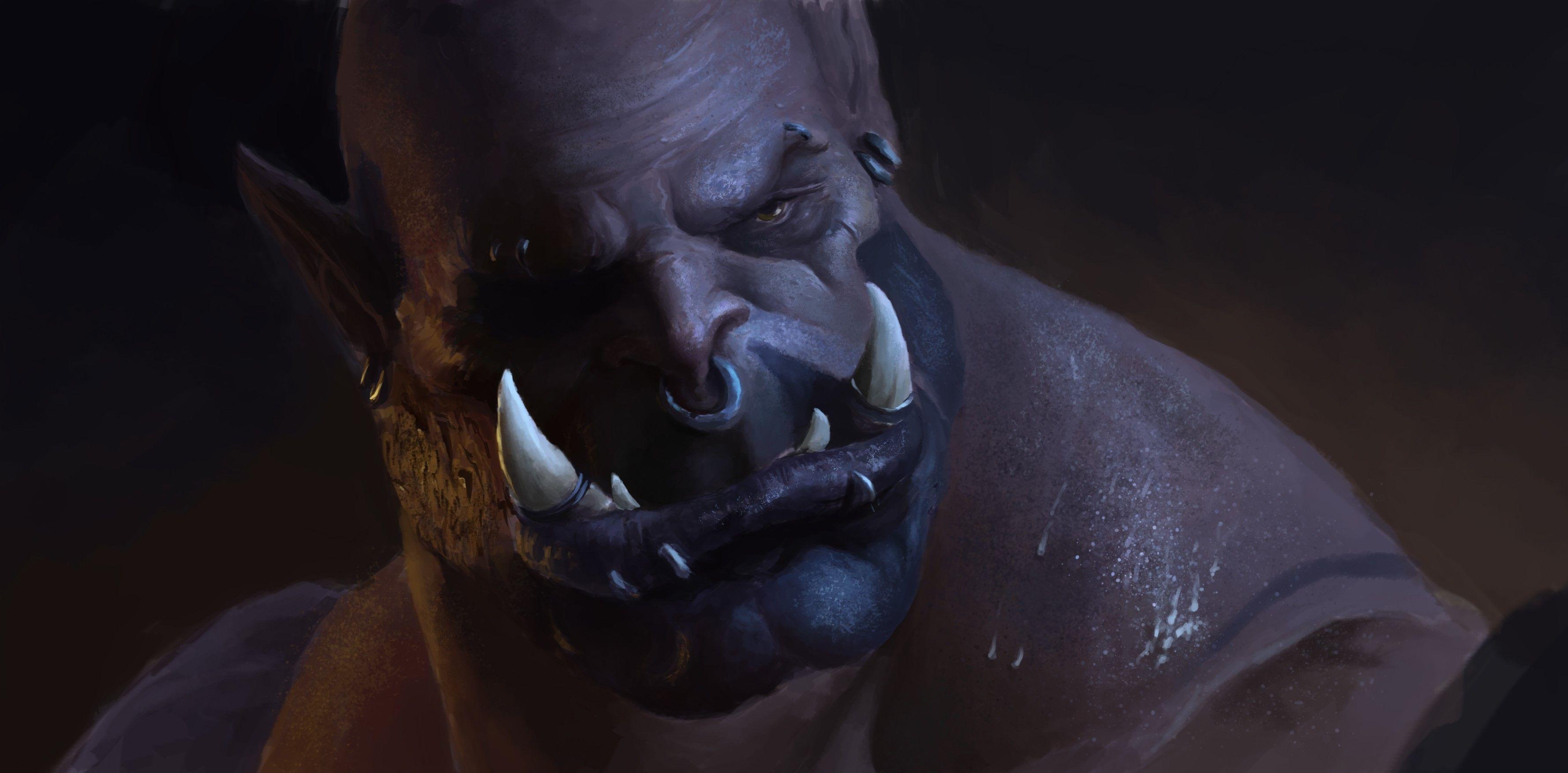 3555x1753 World Of Warcraft, Warlords Of Draenor, Orc, Garrosh Hellscream Face Wallpaper & Background Download