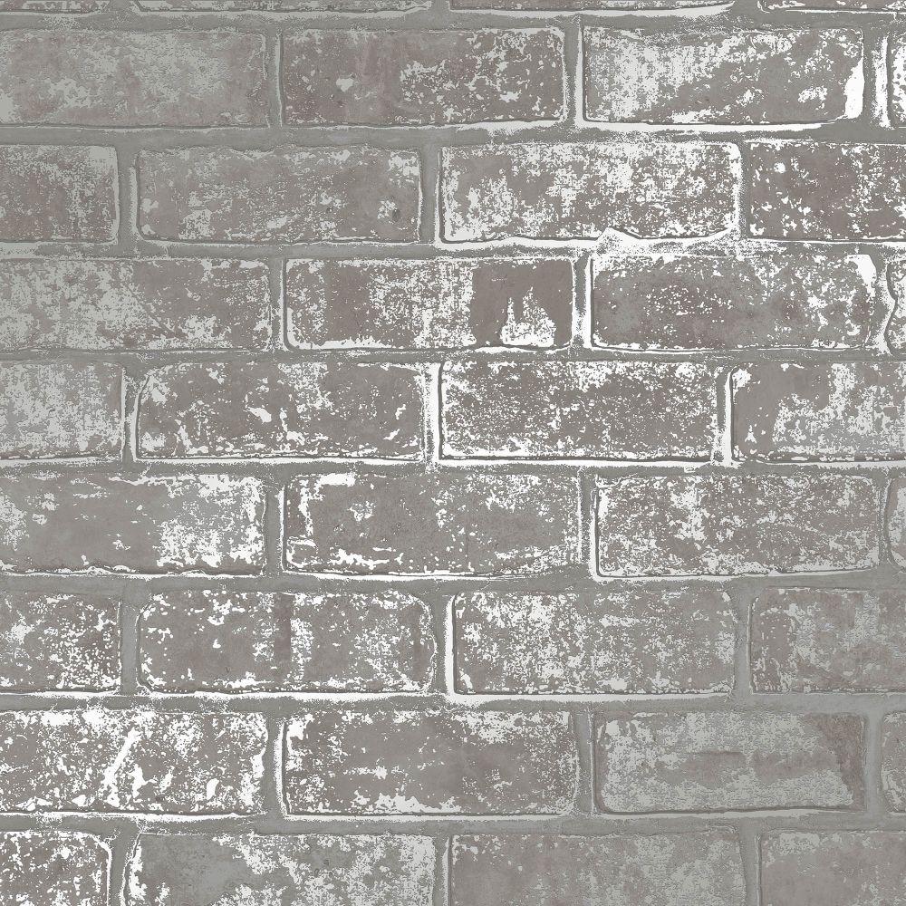 1000x1000 Hình nền I Love Metallic Brick Wallpaper Grey - Hình nền từ I Love Wallpaper UK