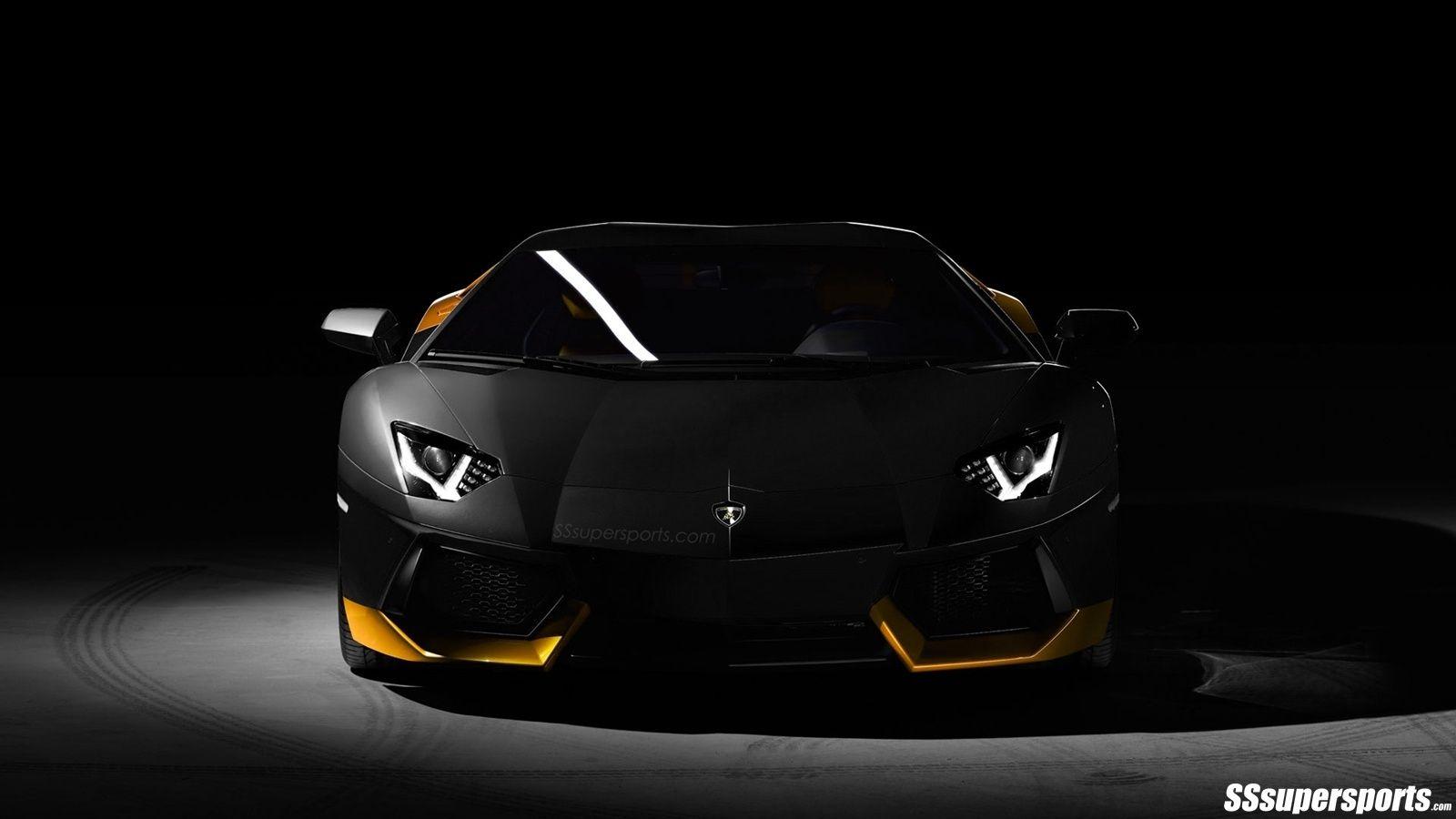 1600x900 Black And Yellow Lamborghini Wallpaper 25 Widescreen Front Look