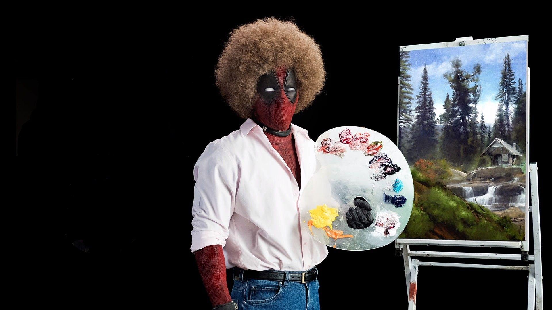 1920x1080 Deadpool 2 Ryan Reynolds As Bob Ross Painting In Afro Hair Wallpaper, HD Movies 4K Wallpaper, Image, Photo and Background