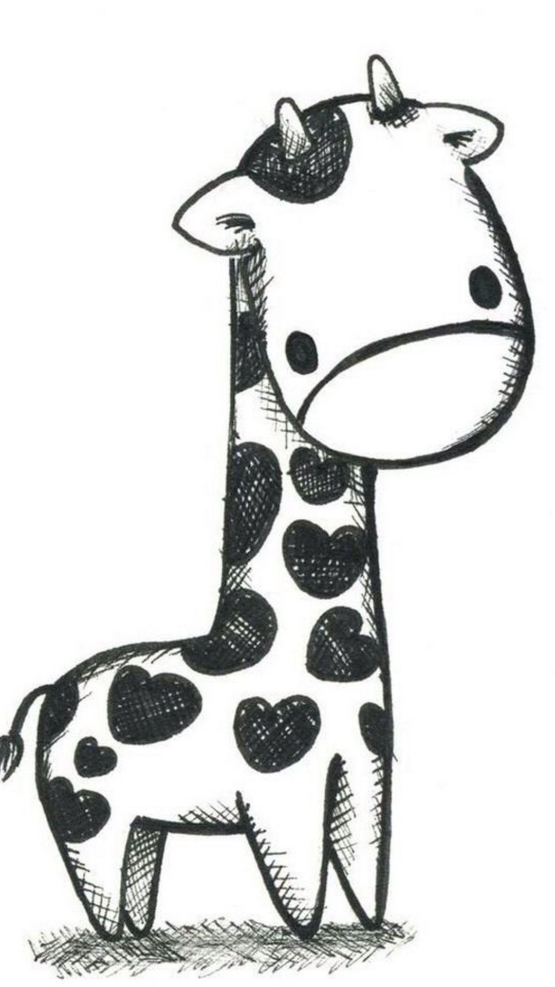 1080x1920 Giraffe Wallpaper Black and White iPhone Wallpaper. Cute giraffe drawing, Giraffe drawing, Cartoon wallpaper iphone