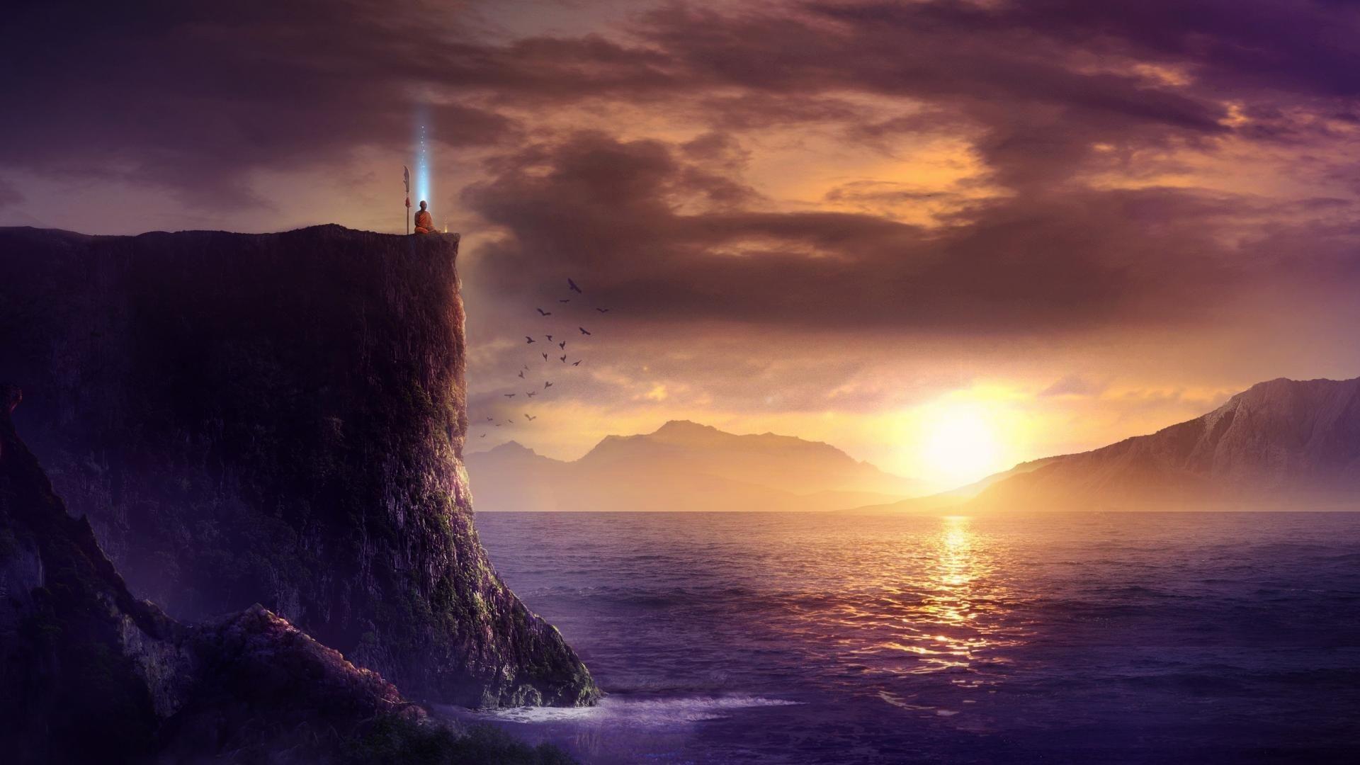 1920x1080 Sunrise men zen awsome aura wallpaper