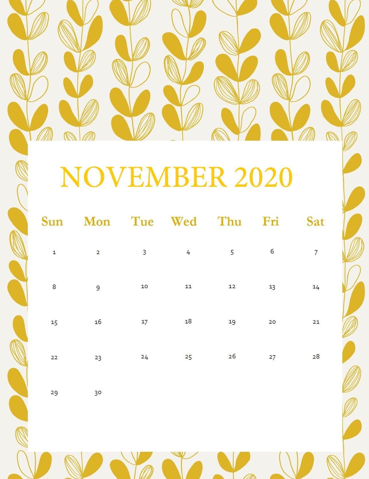 1287x1672 November 2020 Wall Calendar. Free printable calendar templates, November printable calendar, Printable calendar template