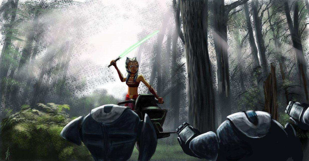 1239x645 Ahsoka On Endor By Raikoh Illust