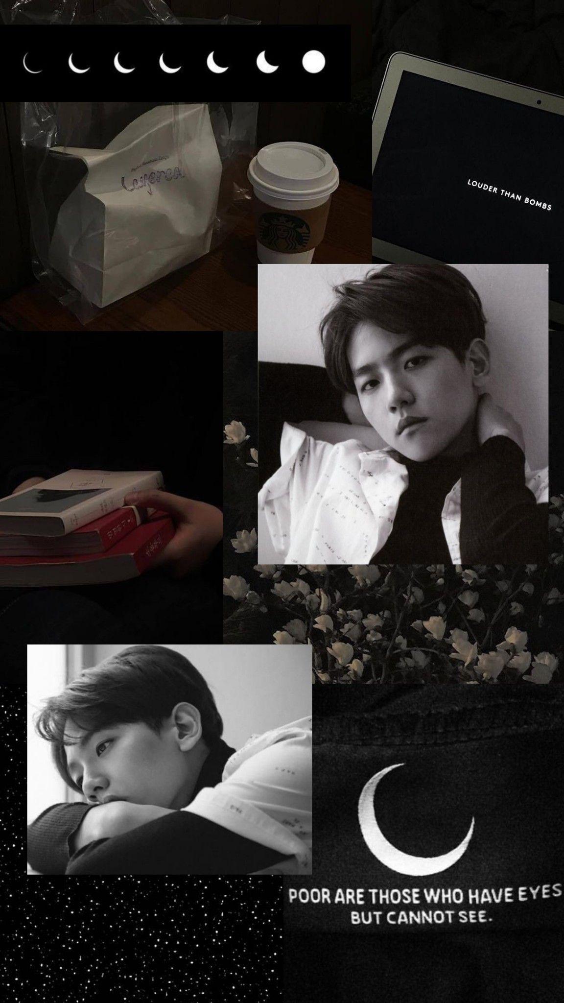 1152x2048 Baekhyun black aesthetic lockscreen. Wallpaper ponsel, Wallpaper lucu, Buku