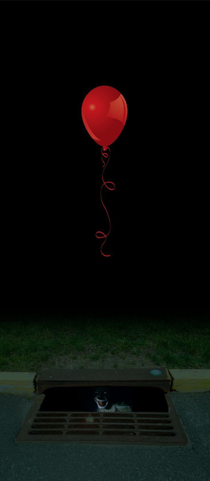 736x1680 Pennywise Red Balloon and Sewer Drain Door wrap #Halloween #Wallpaper #HalloweenWallpaper. Scary wallpaper, Red balloon, Pennywise the clown