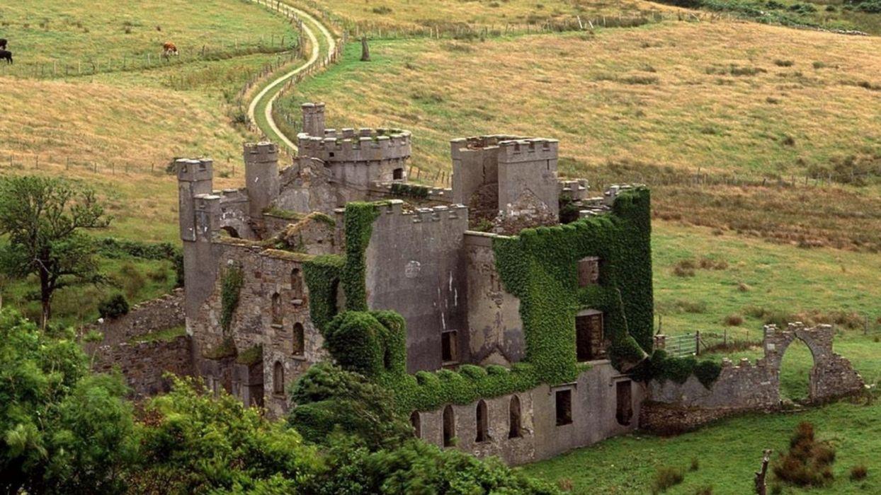 1244x700 Ruins wall castle landscape road wallpaperx1080