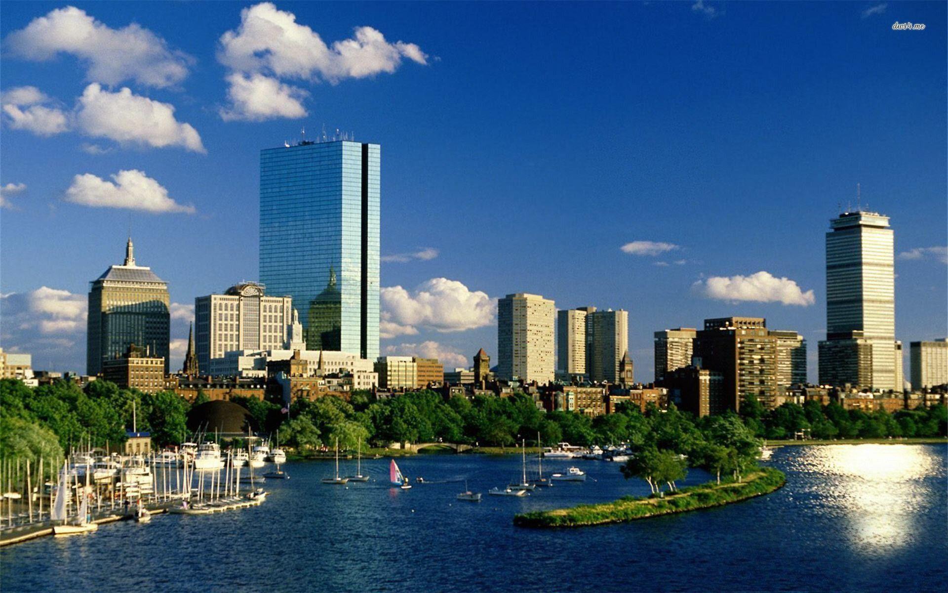 1920x1200 Modern: Boston Buildings Beach World Sky Free Desktop Wallpaper