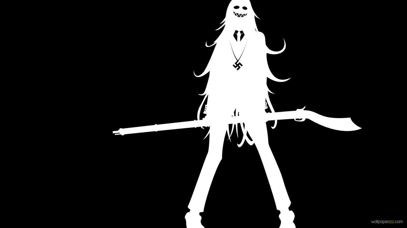 1366x768 Wallpaper HD Black And White Anime