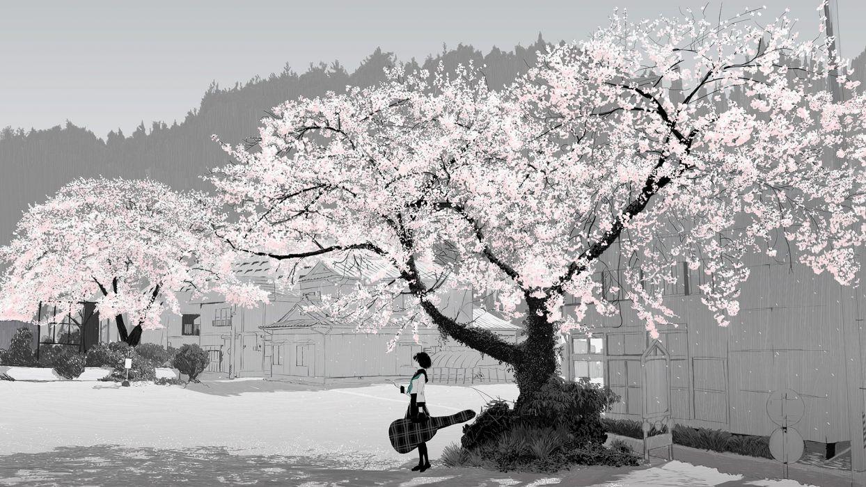 1244x700 Original black white girl anime wallpaperx1080