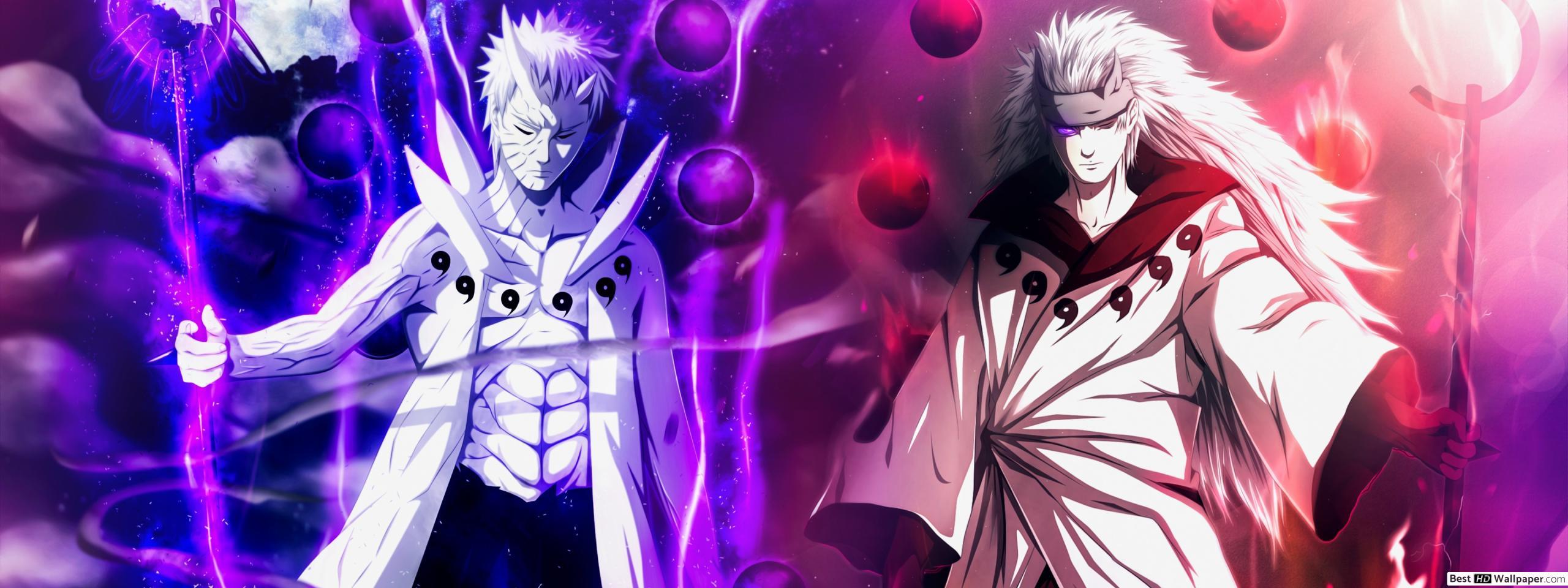 2560x960 Obito and madara uchiha sage of six paths HD wallpaper download