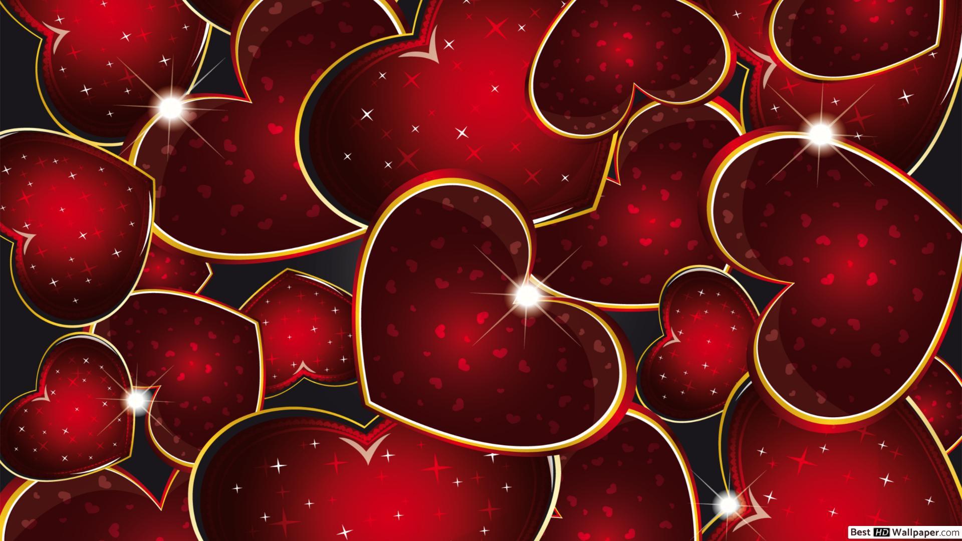 1920x1080 Valentine's day red hearts HD wallpaper download