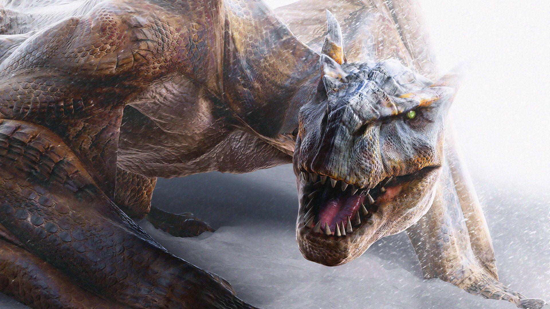 1920x1080 Monster Hunter Wallpaper HD wallpaper. Realistic dragon, Monster hunter, Fantasy dragon