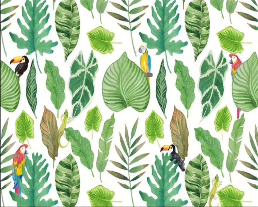 1000x800 _701737810 Beibehang 3D Wallpaper Mural Watercolor Tropical Rainforest Parrot Southeast Asian Style Plant Leaves Photo Wallpaper Behang Home Improvement Painting Supplies & Wall Treatments