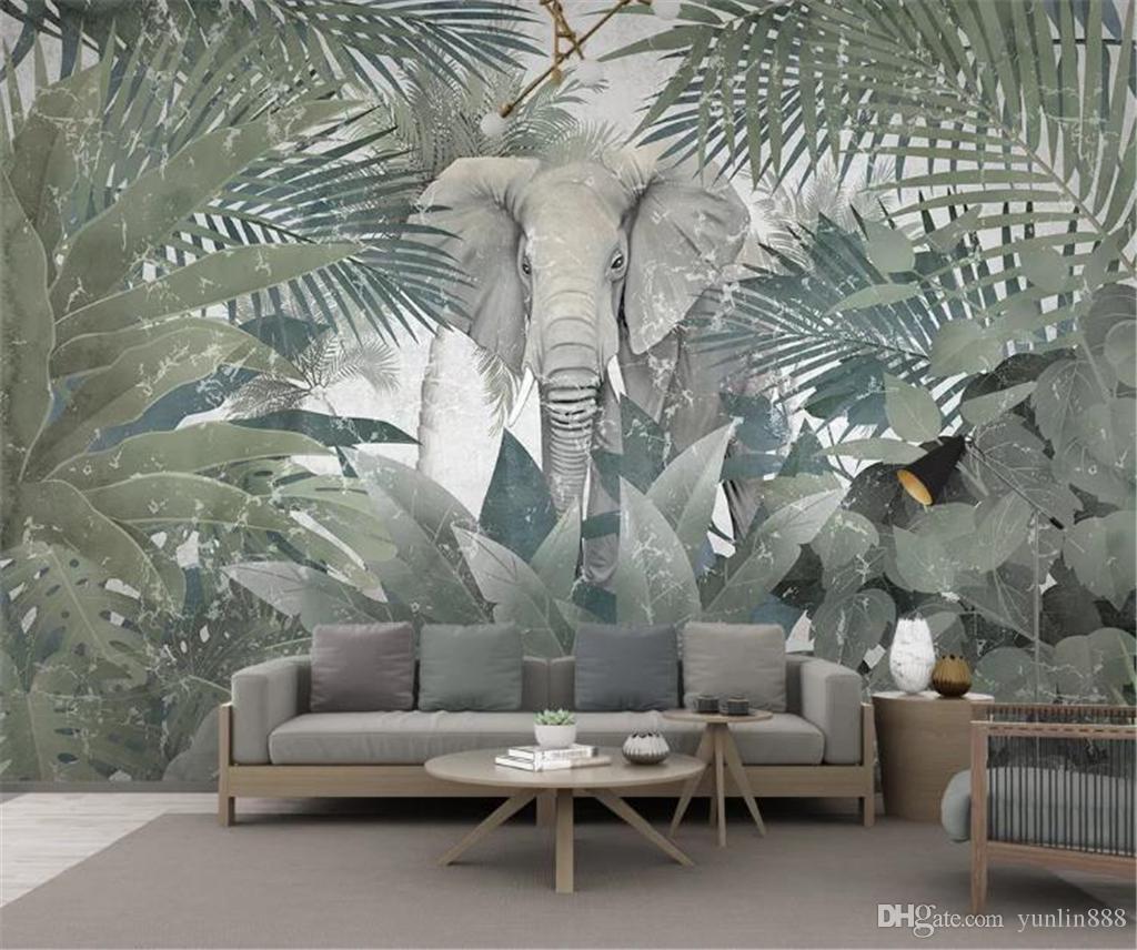 1024x856 American Vintage Wallpaper Nordic Tropical Plant Coconut Tree Animal Elephant Home Decor Covering Wallpaper Computer Wallpaper Background Contemporary Wallpaper From Yunlin $10.98.