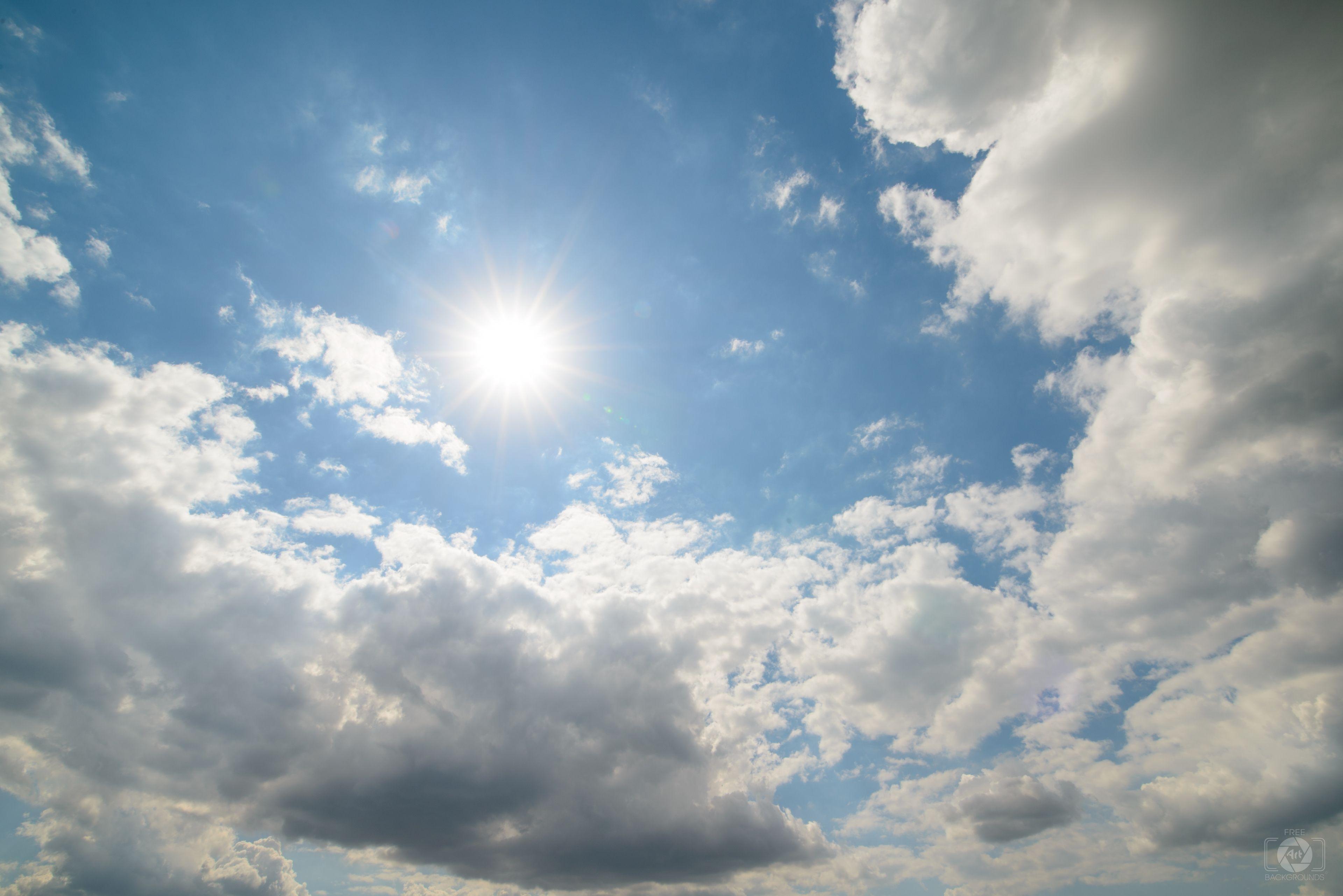 3840x2562 Sky With Clouds And Sun Background Quality Free Background