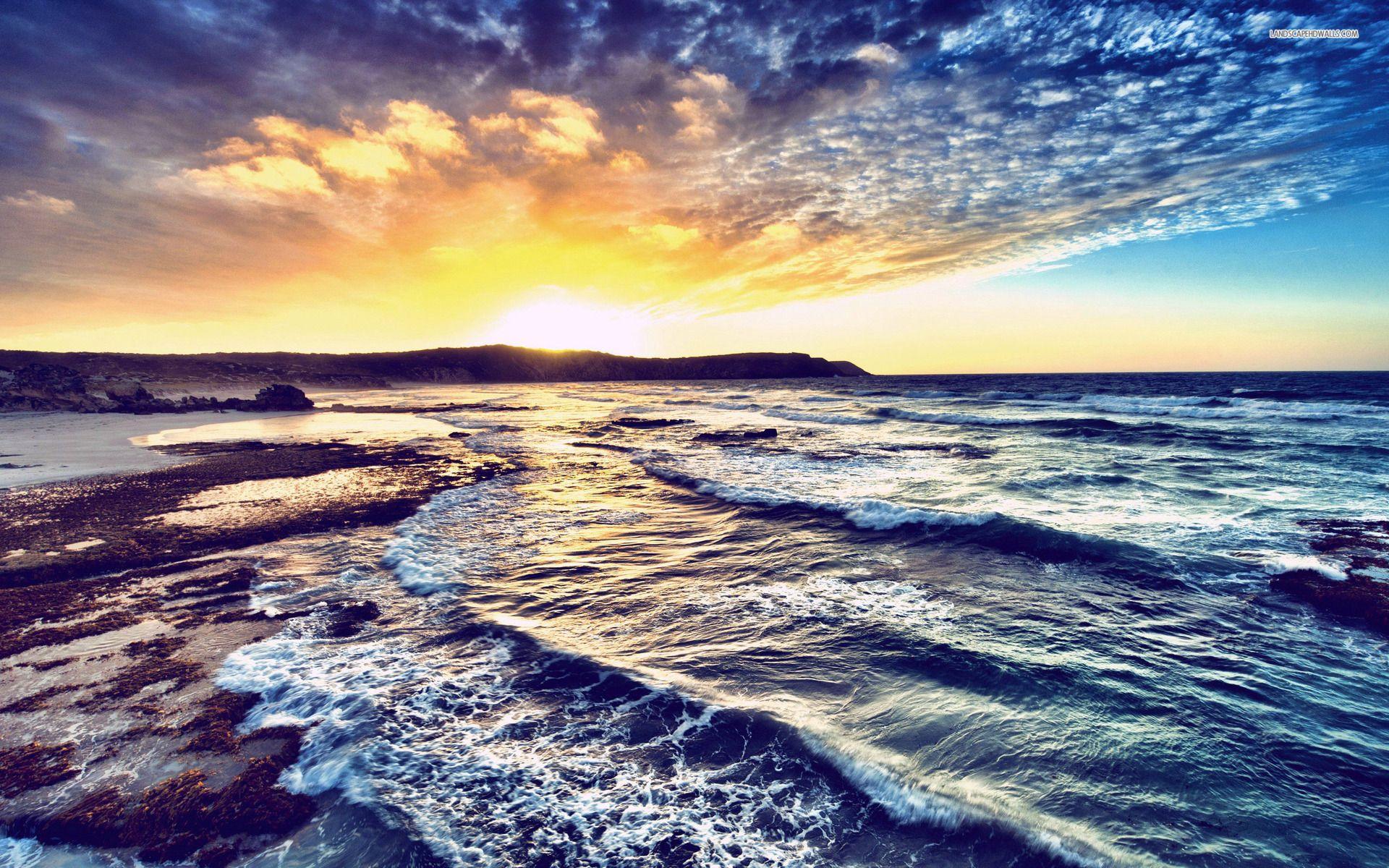 1920x1200 Ocean Waves Beach Clouds Sun wallpaper. Ocean Waves Beach Clouds Sun
