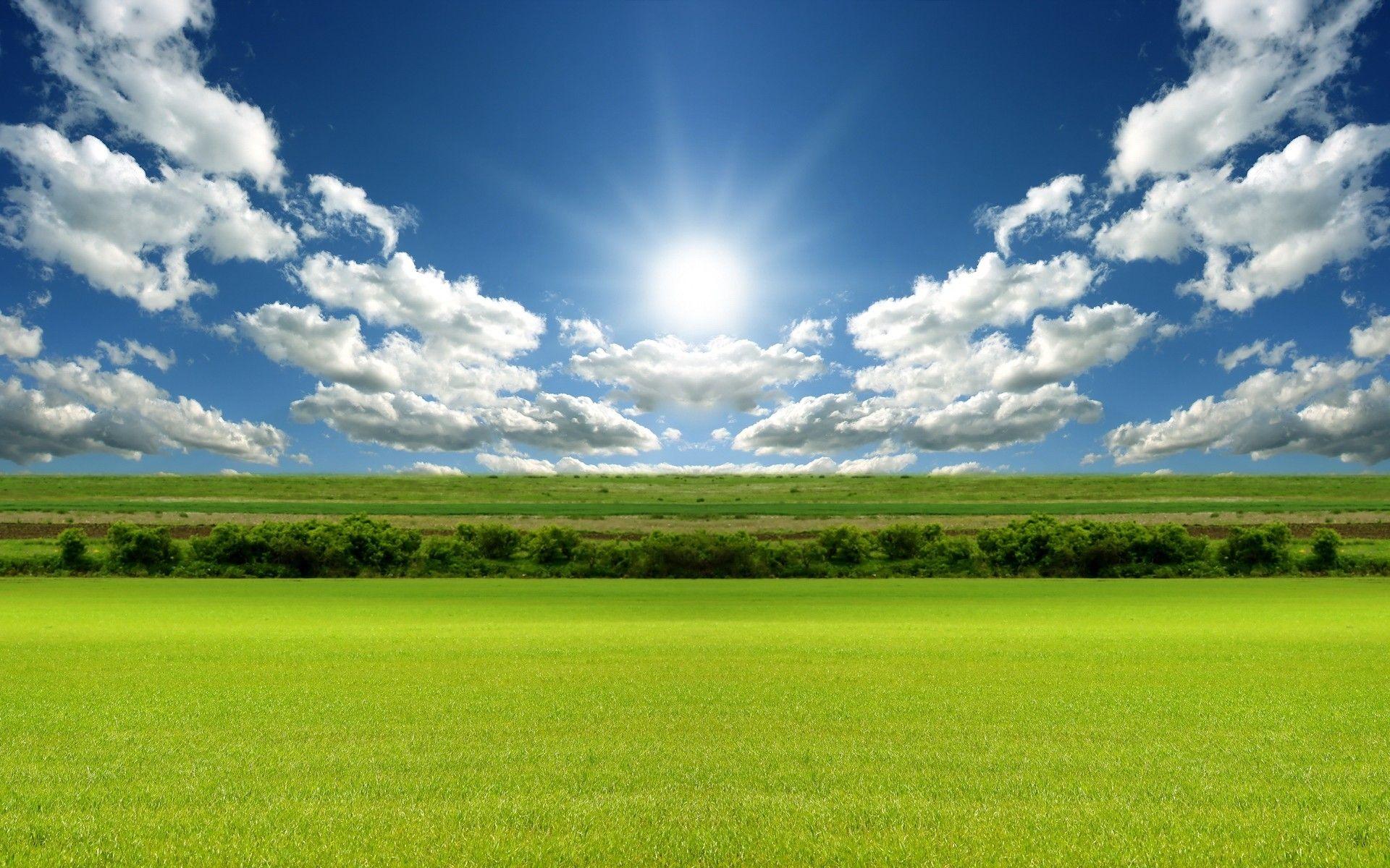 1920x1200 clouds, nature, Sun, fields wallpaper