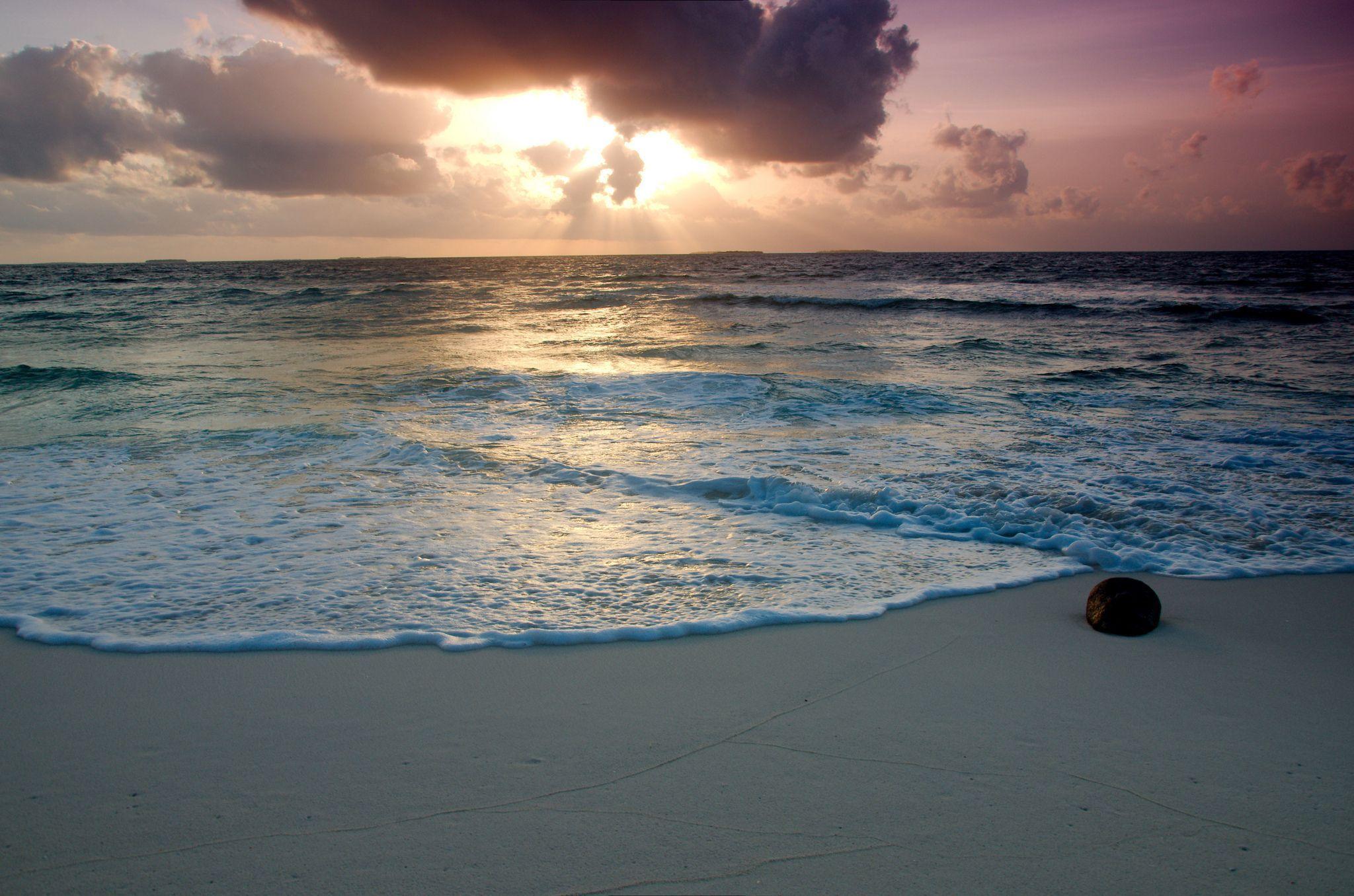 2048x1356 Beach Sun Clouds Sky HD Wallpaper