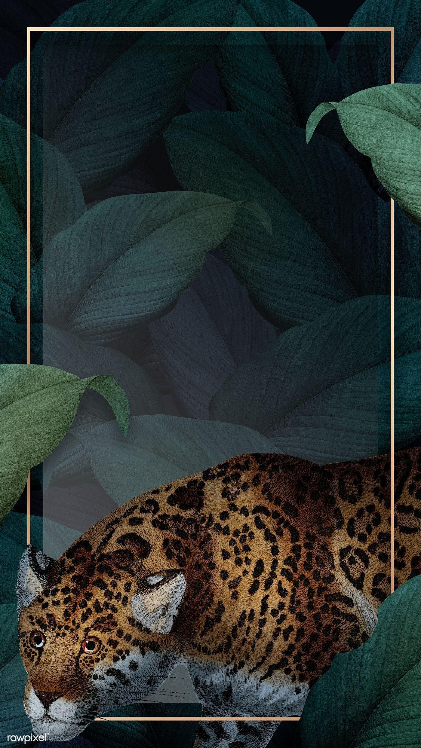 1400x2489 Download premium illustration of Cheetah on a golden frame illustration. Cheetah background, Illustration, Modern printables