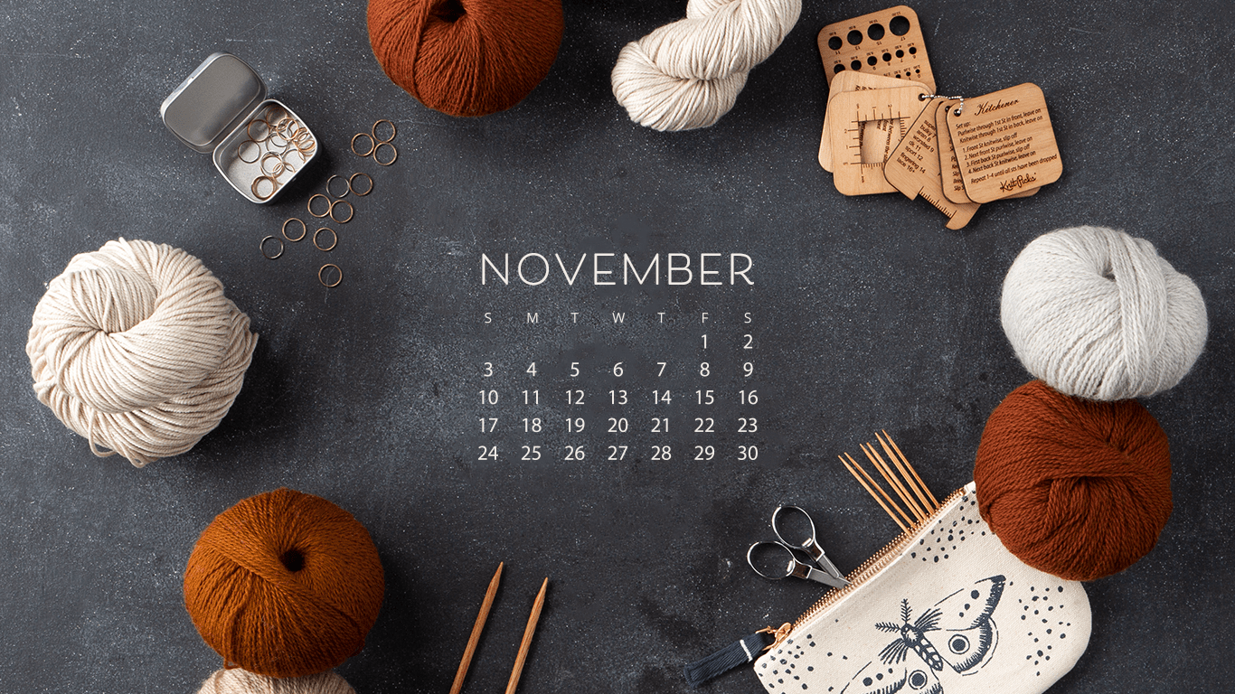 1366x768 Free Downloadable November Calendar Staff Knitting Blog